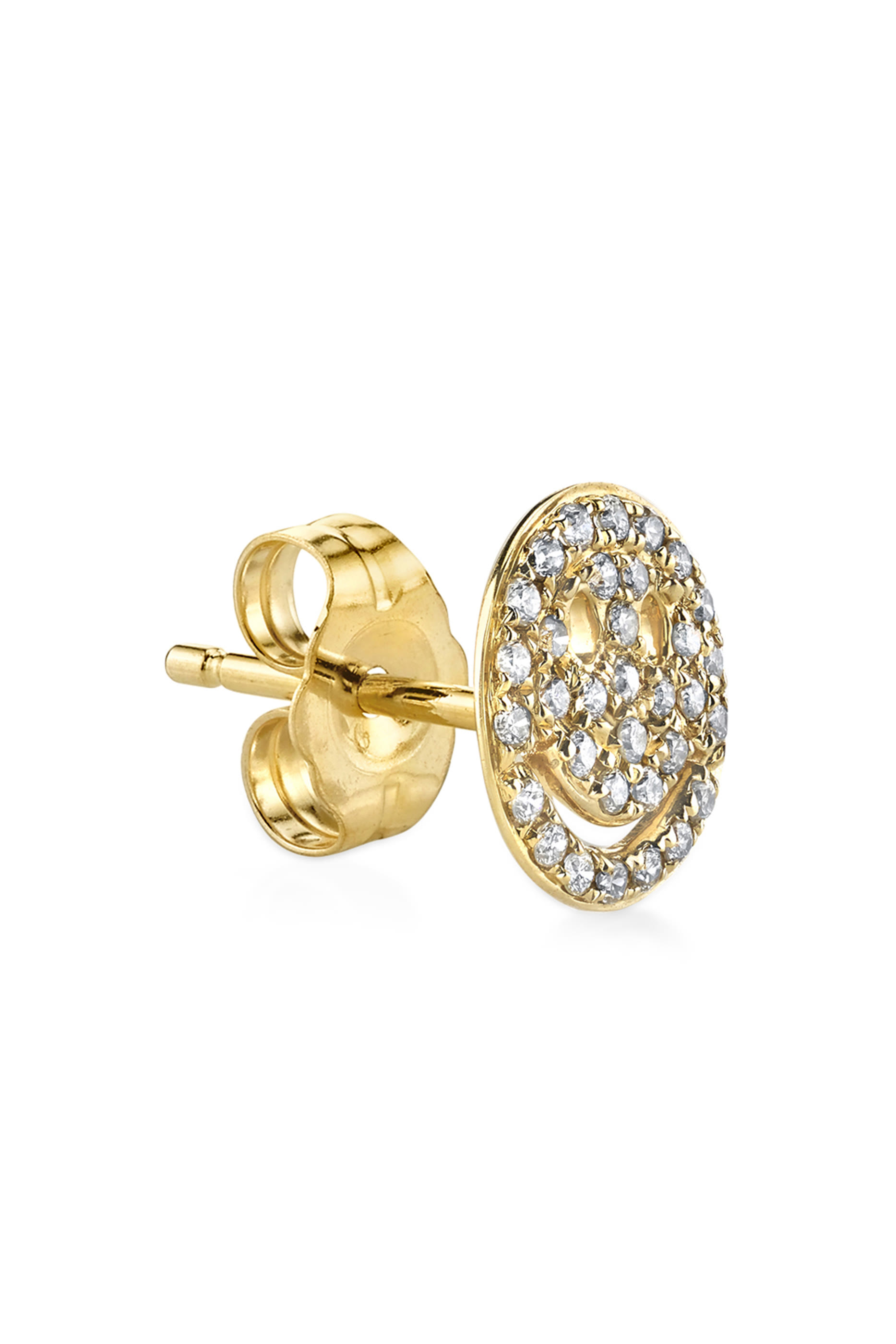 Pavé Diamond Happy Face Single Stud Earring