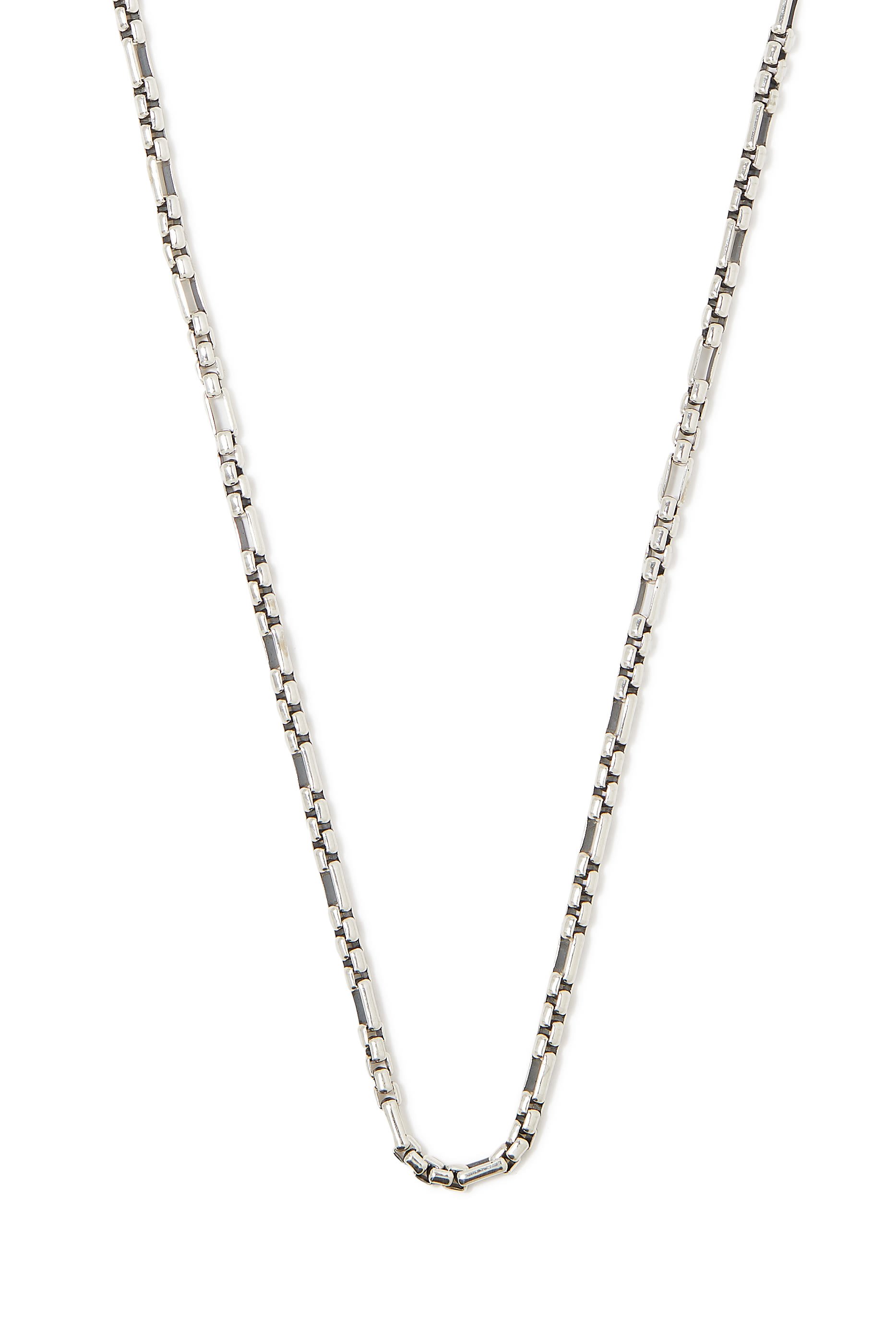 Open Station 24in Box Chain Necklace, Sterling Silver
