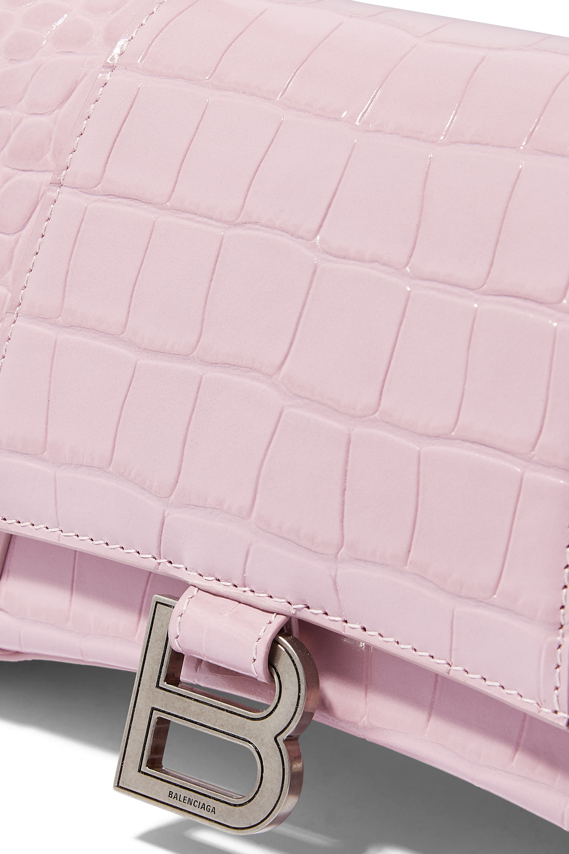 Crocodile Embossed Small Hourglass Handbag