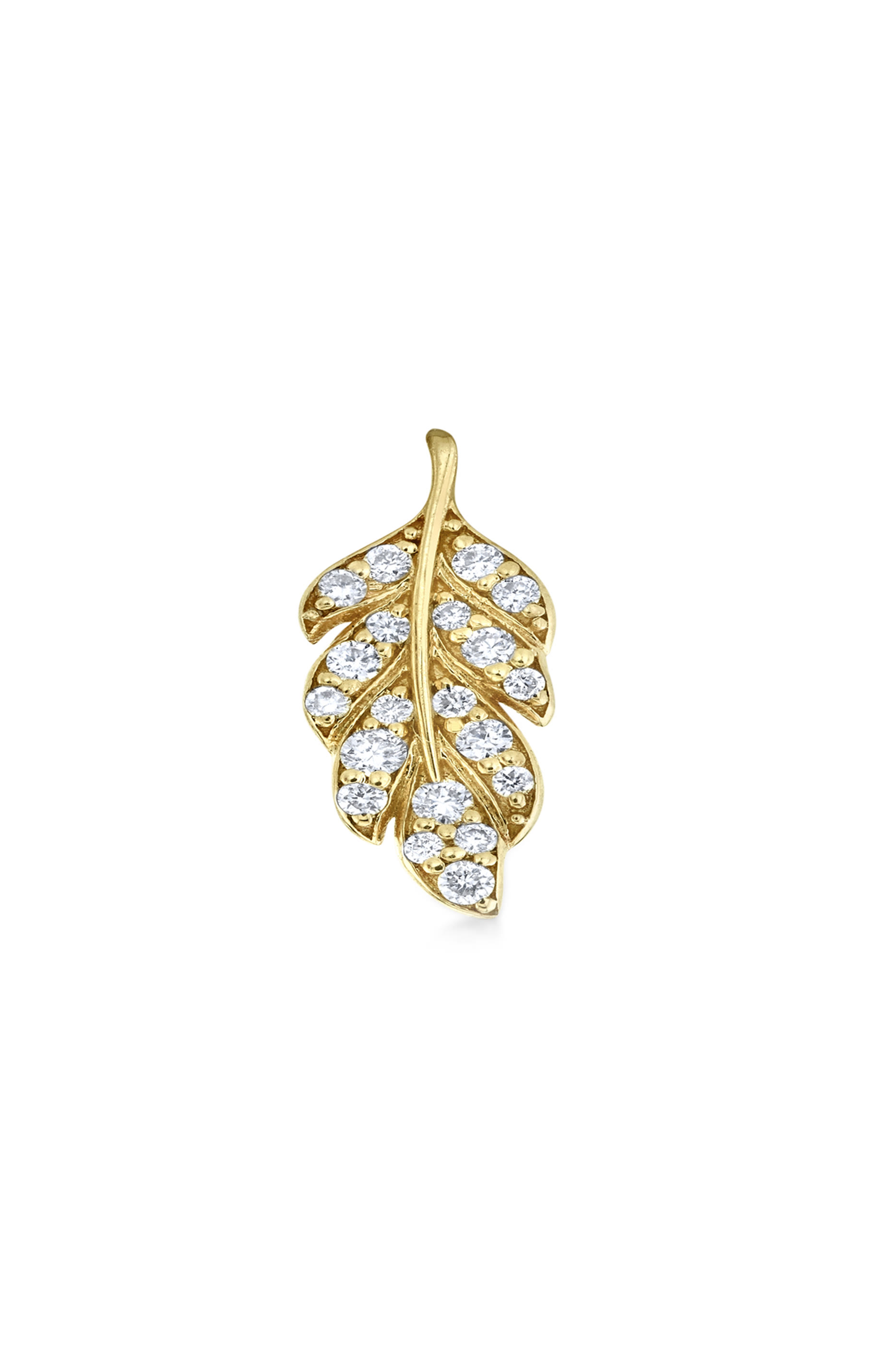 Diamond Small Feather Single Left Stud Earring