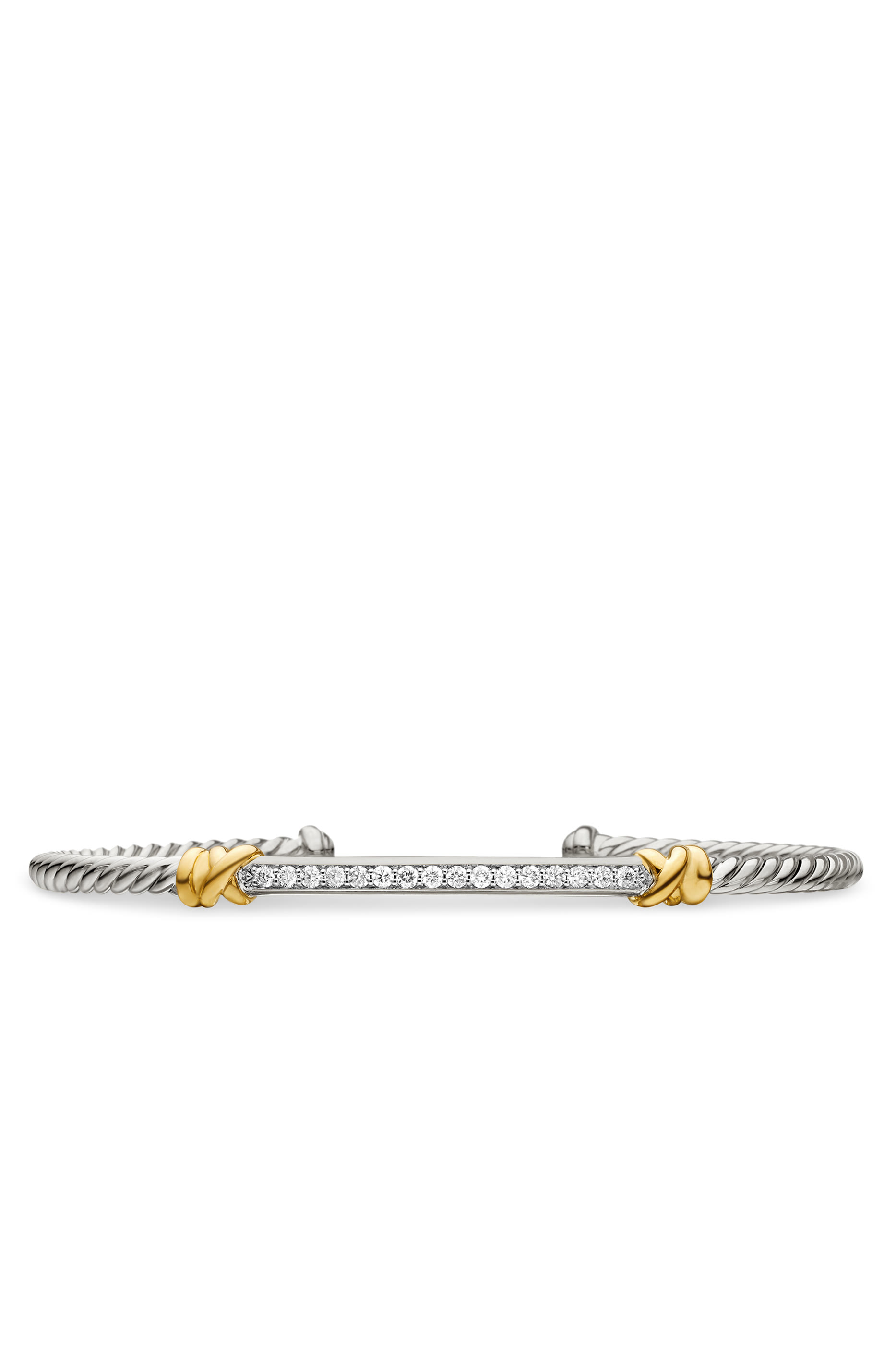 Petite Helena Classic Cable Station Bracelet, Sterling Silver, 18K Yellow Gold & Diamonds