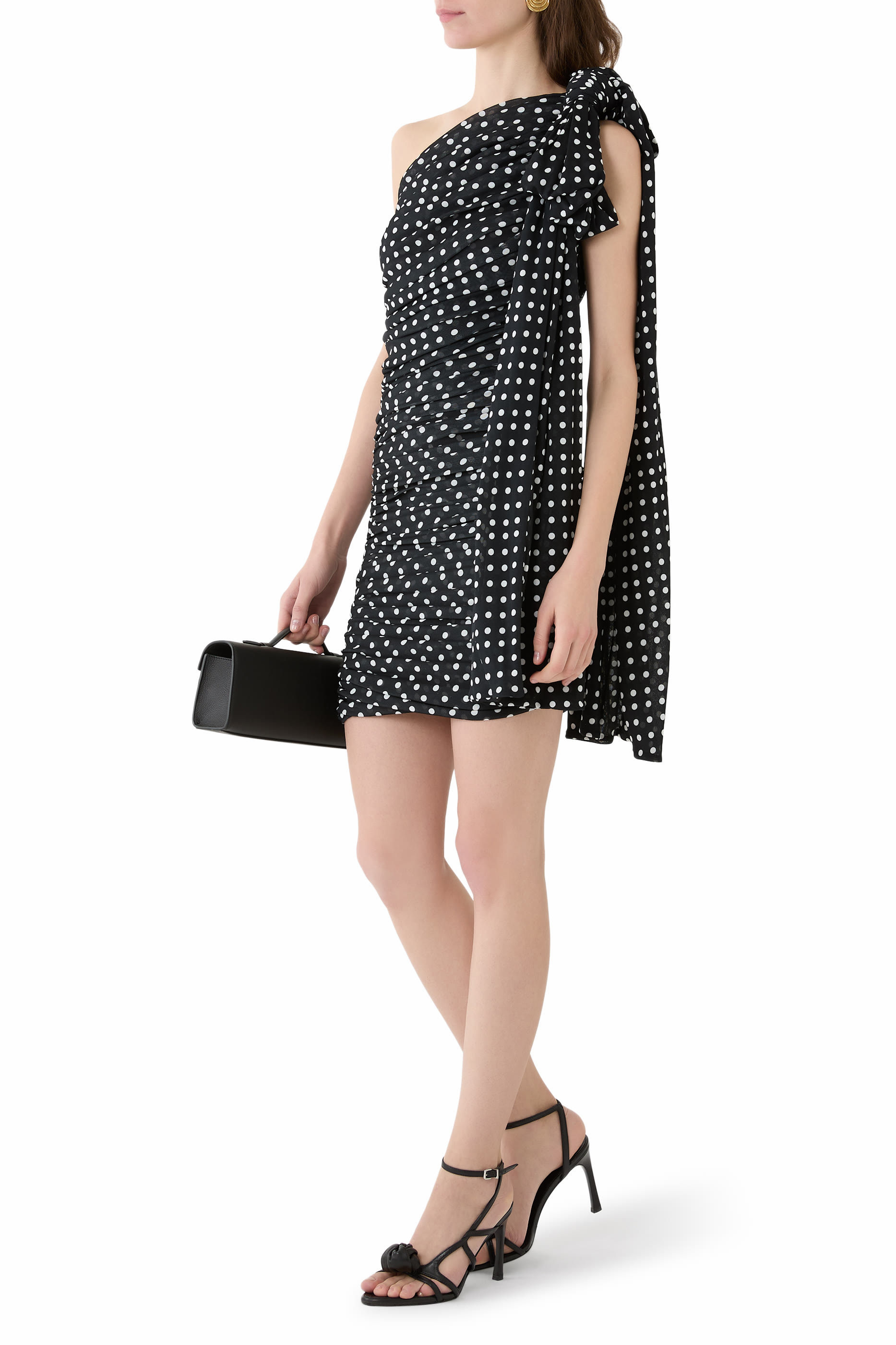 Recycled Nylon Asymmetric Draped Dress 