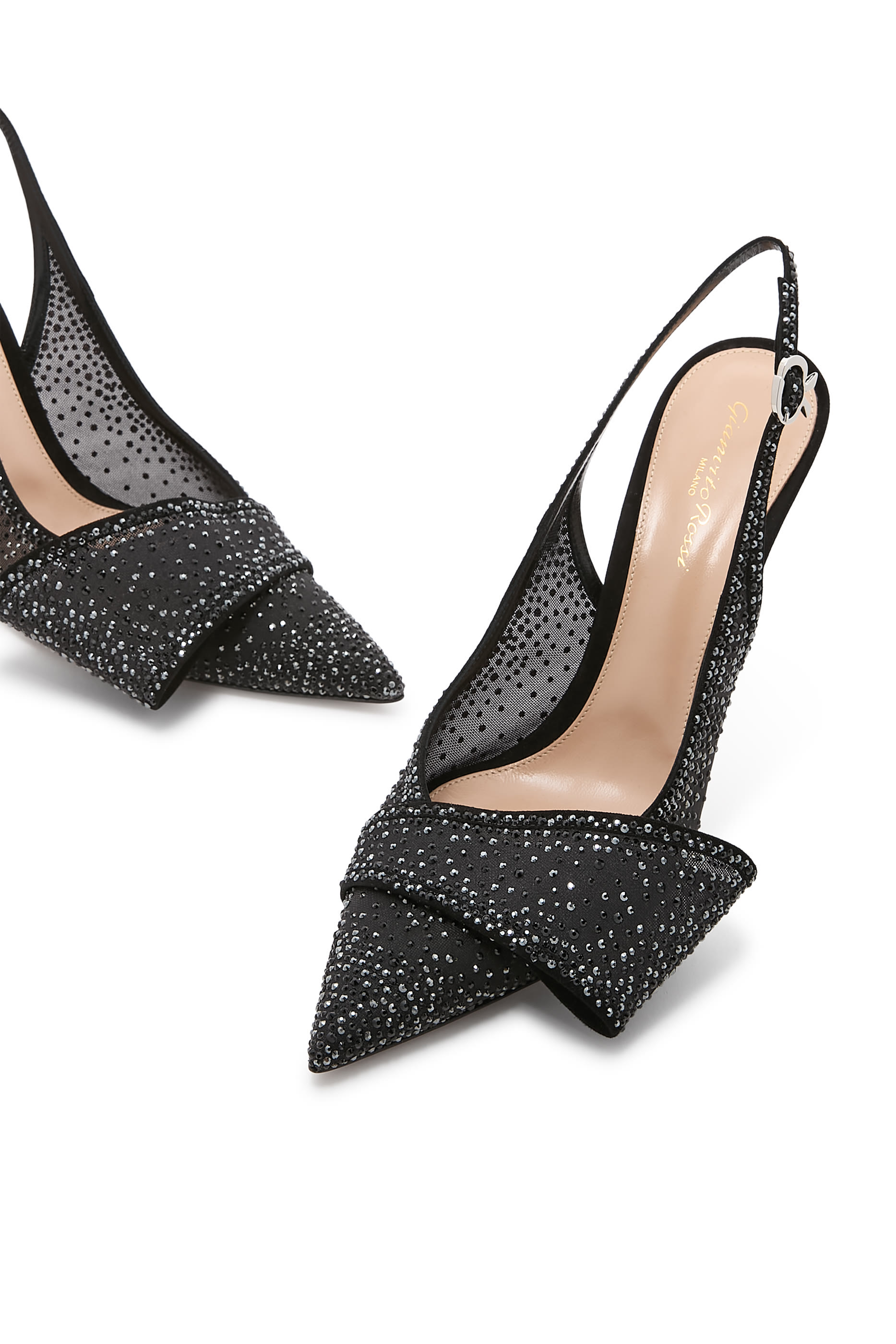 Bow Embellished 95 Suede Organza Slingback Pumps 