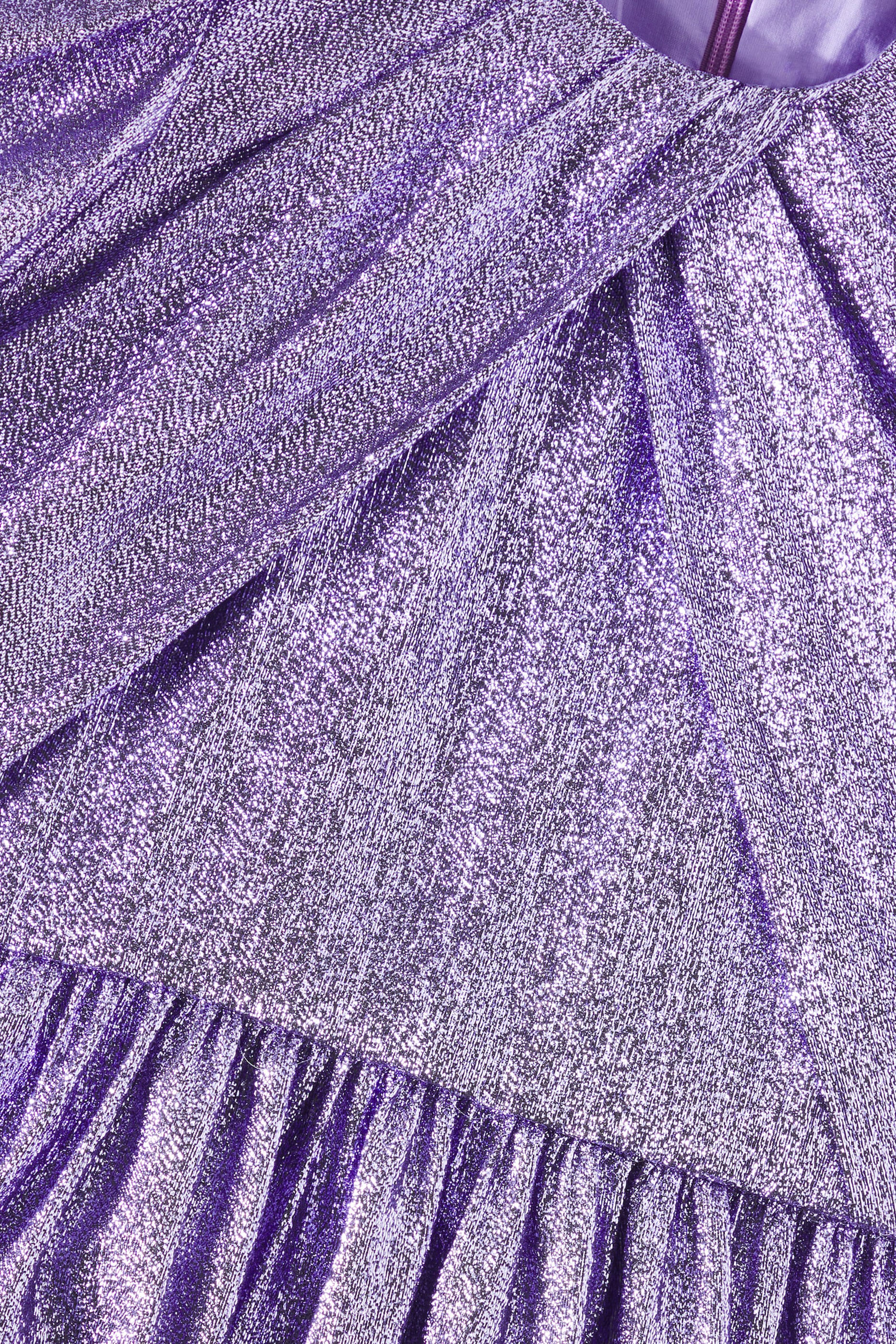 Kids Metallic Pleated Tulle Dress