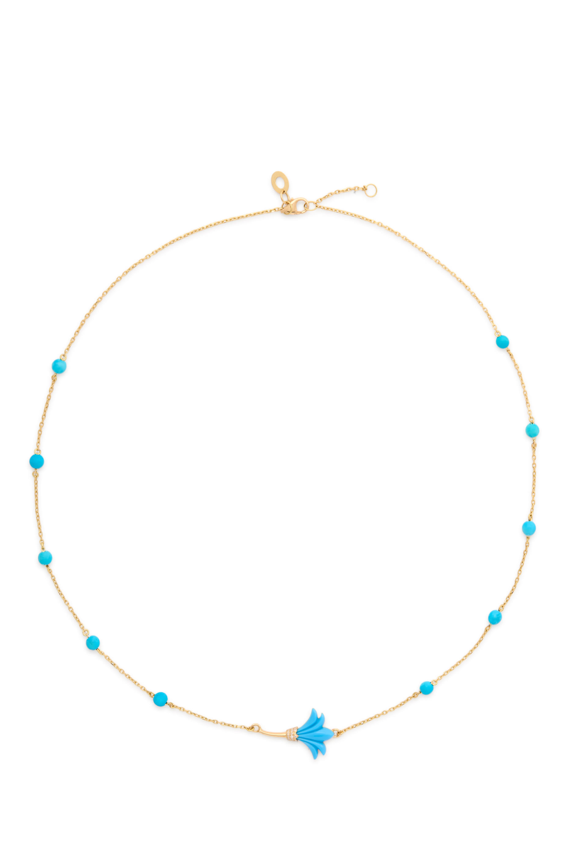 Psychedeliah Necklace, 18k Yellow Gold & Turquoise Beads, Diamonds