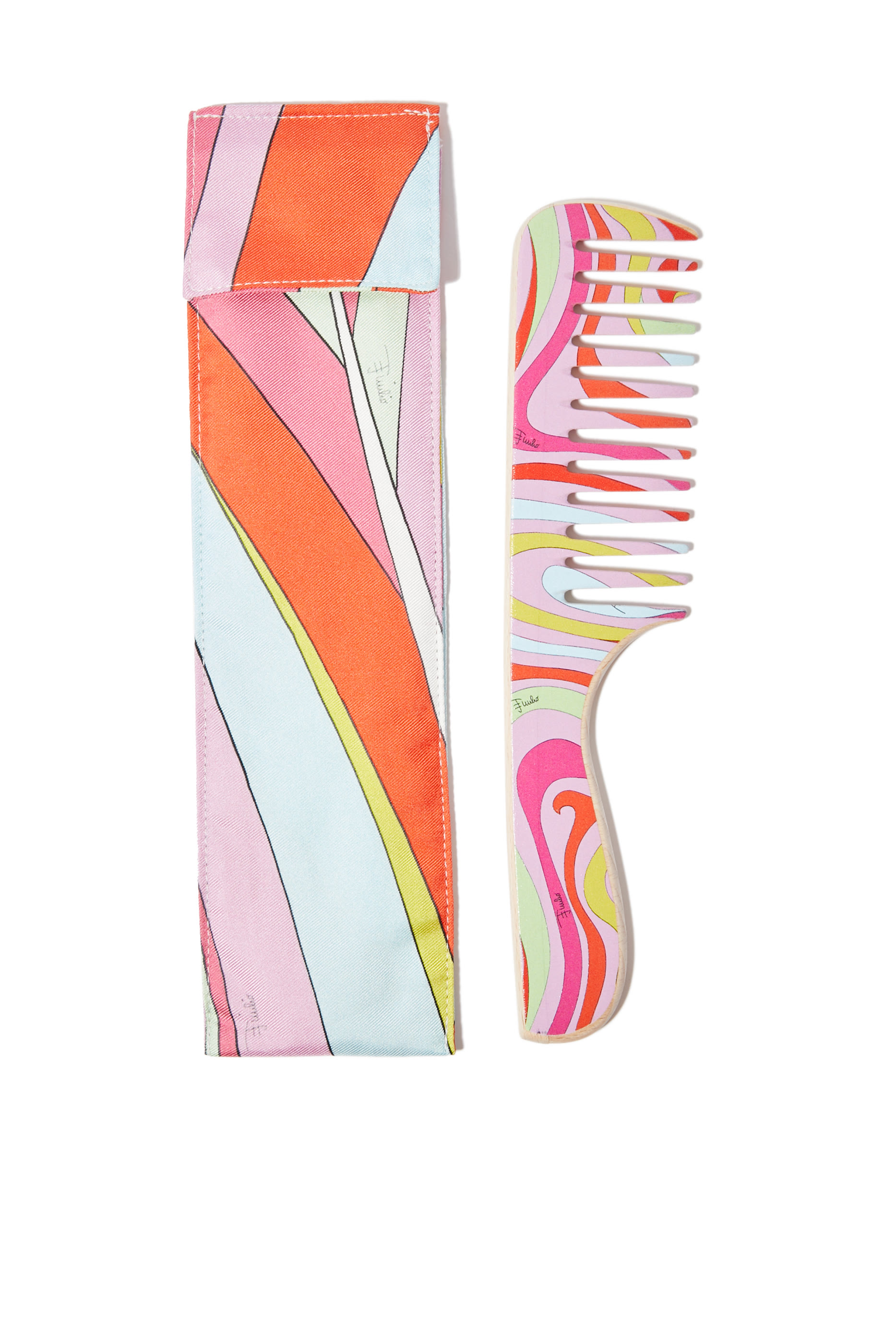 Marmo-Print Wooden Comb & Pouch Set