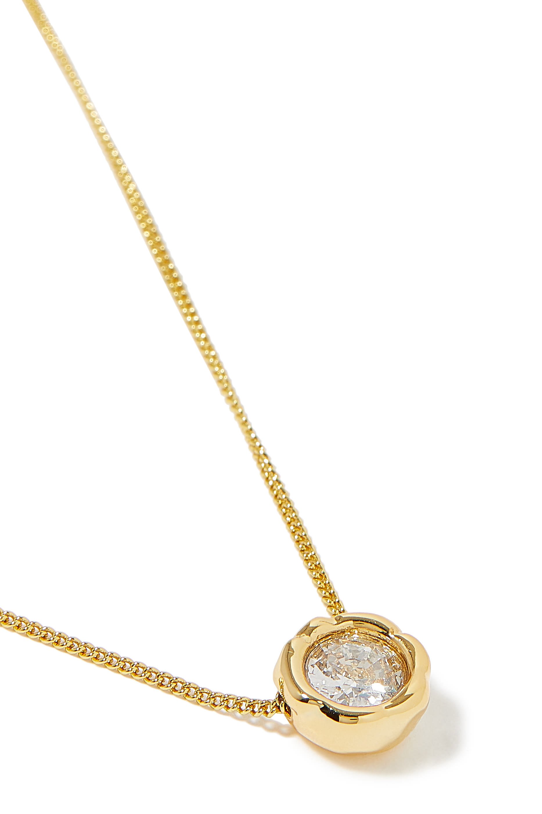 Asterales Solitaire Necklace, 14k Gold Molten Cubic Zirconia