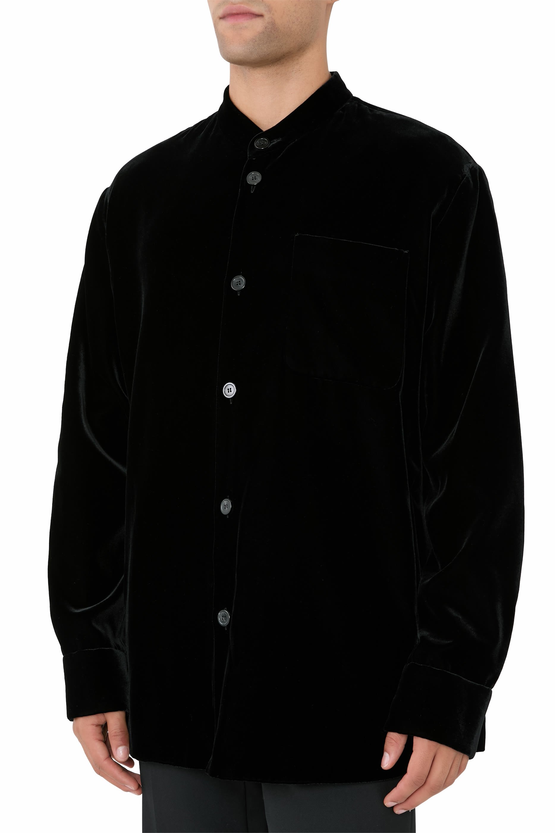  Icon Smooth Velvet Shirt Jacket with Guru Collar