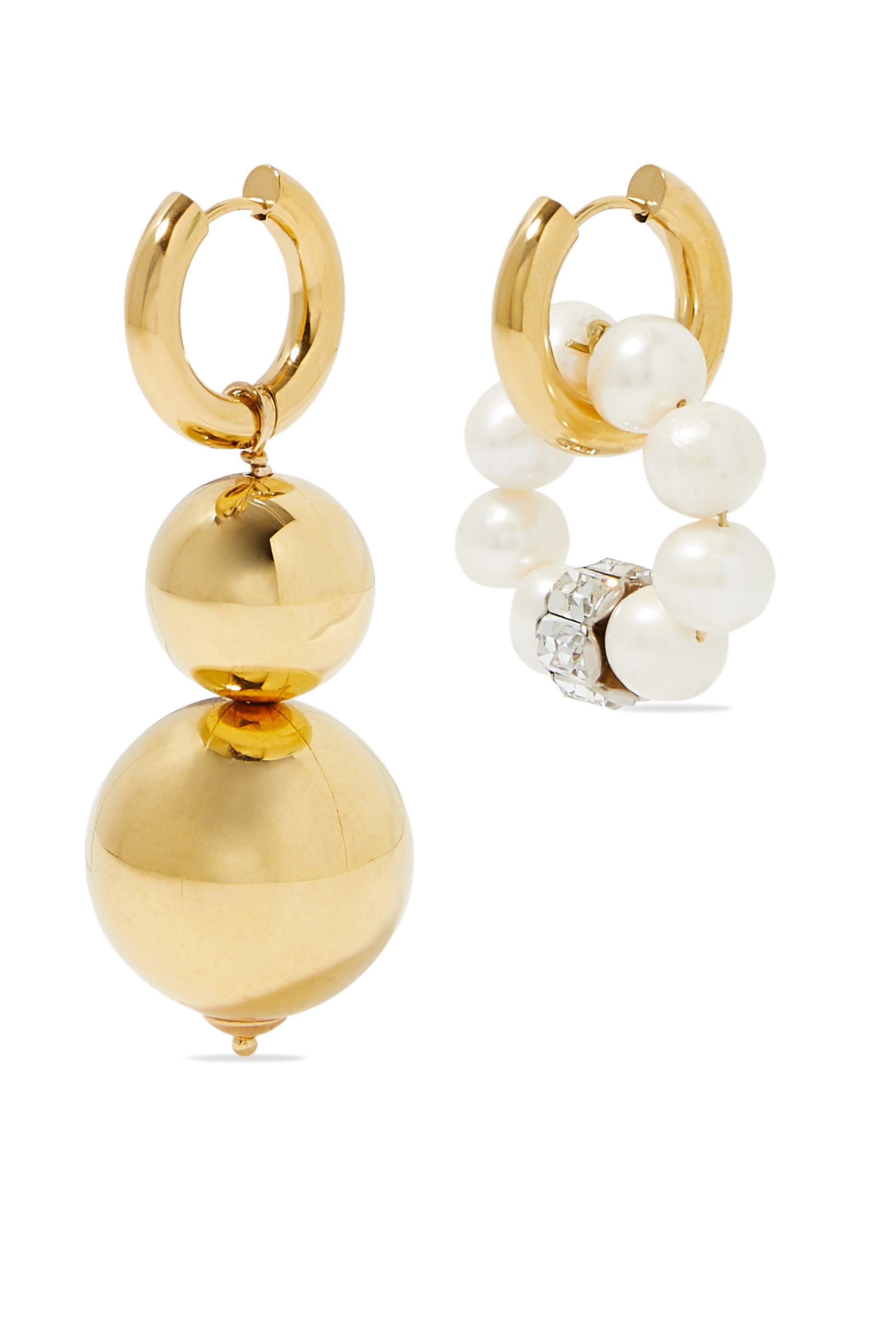 Mix & Match Earrings, 24k Gold-Plated Brass & Pearls