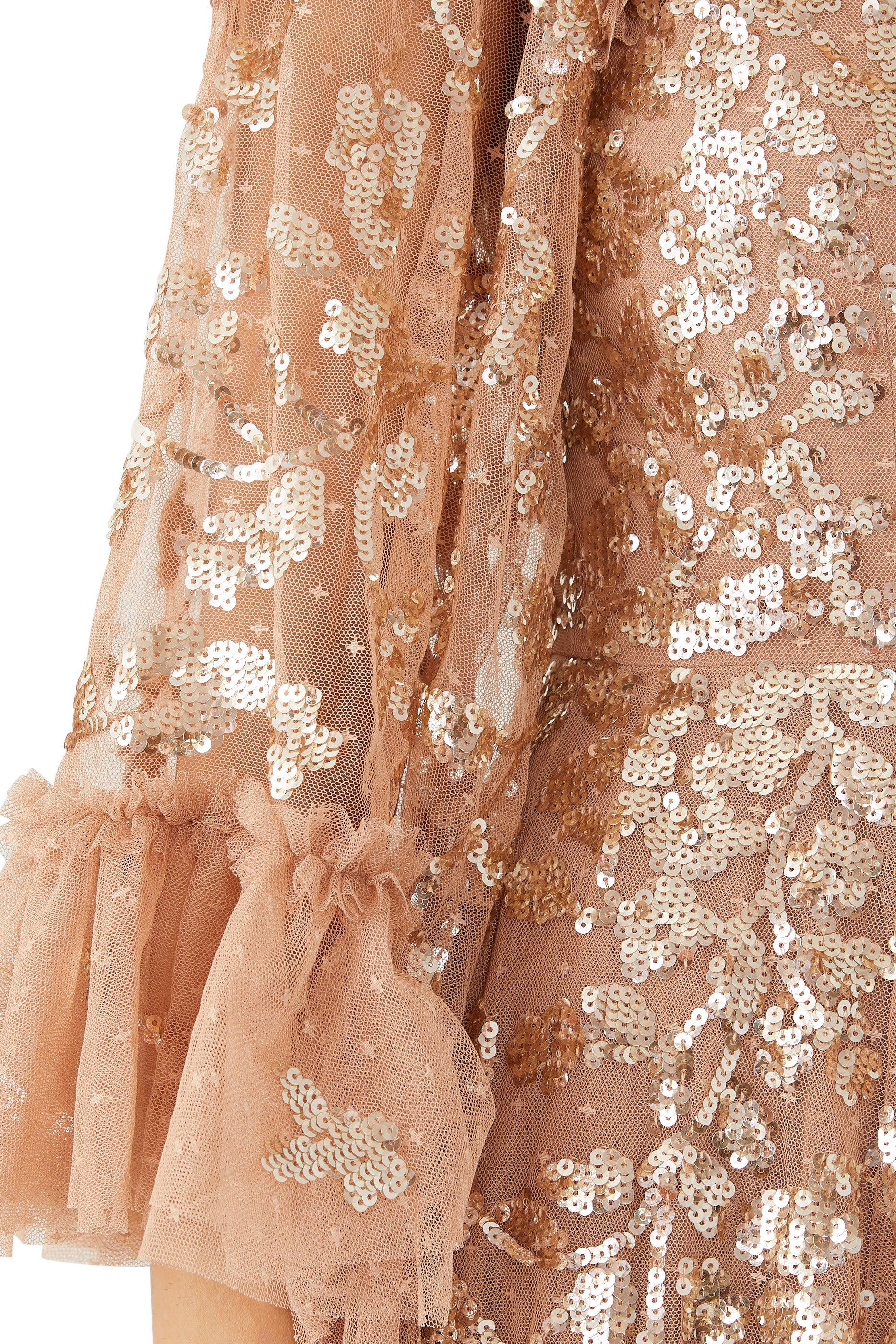 Falling Leaves One-Shoulder Ankle Gown