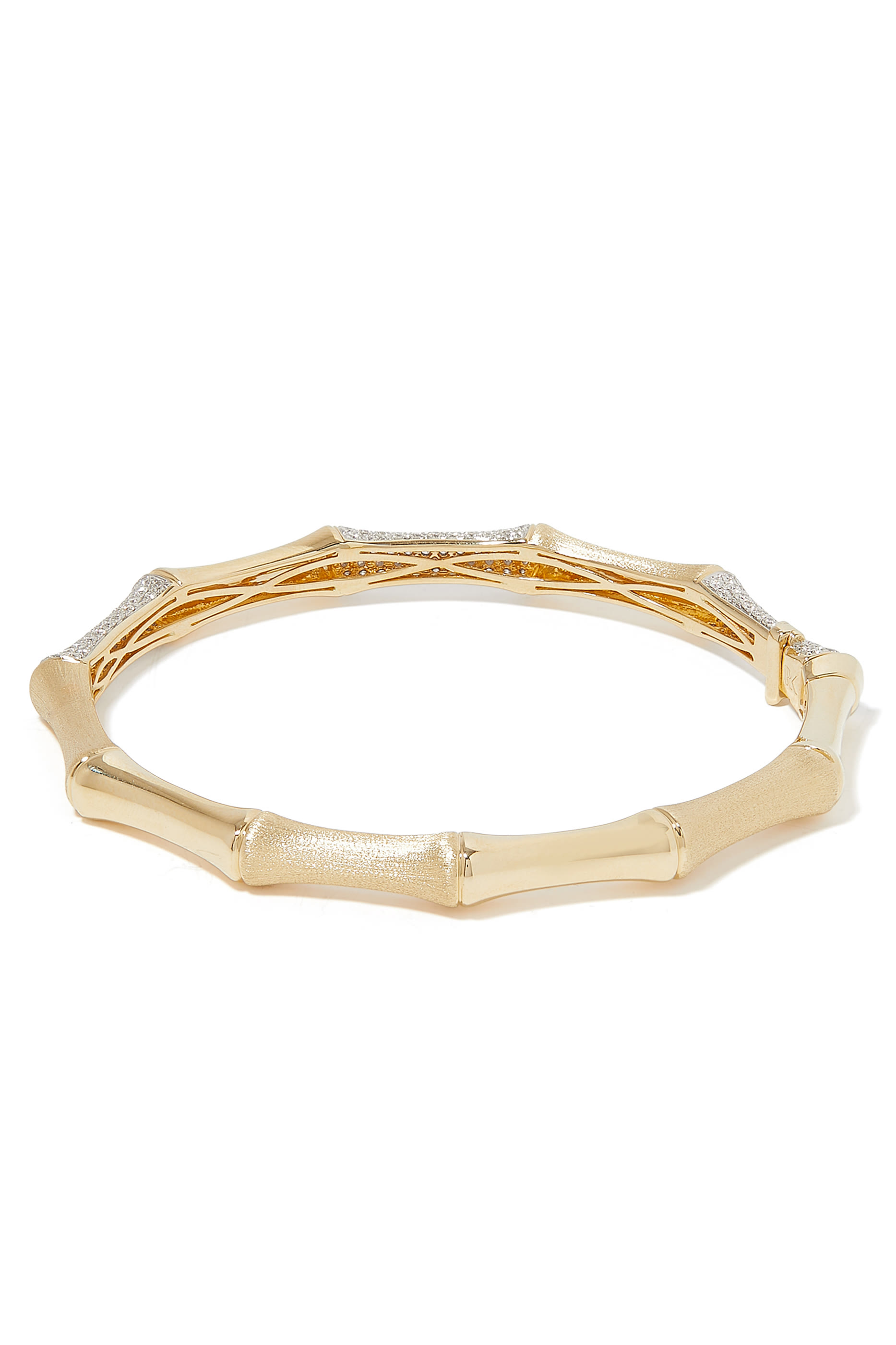 Bamboo Bangle, 14K Yellow Gold & Diamond