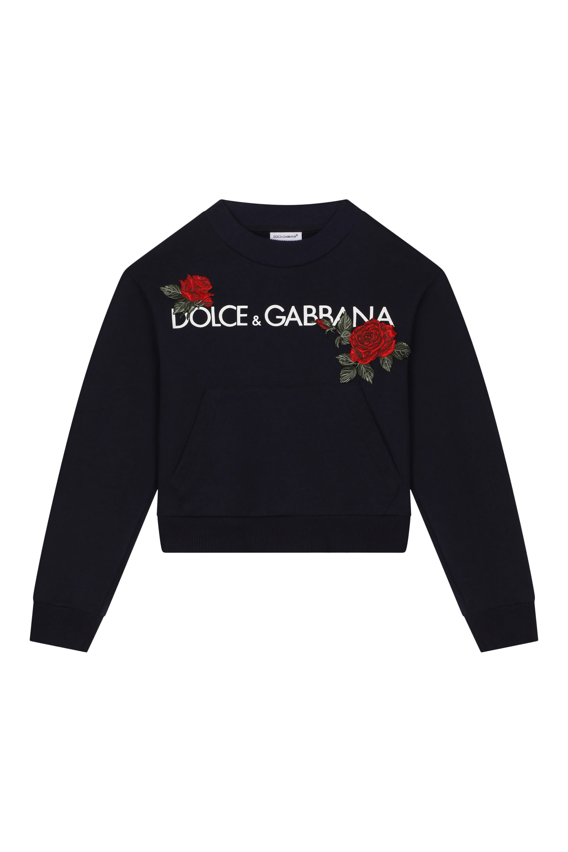 Kids Round-Neck Sweatshirt With Rose And Logo Print