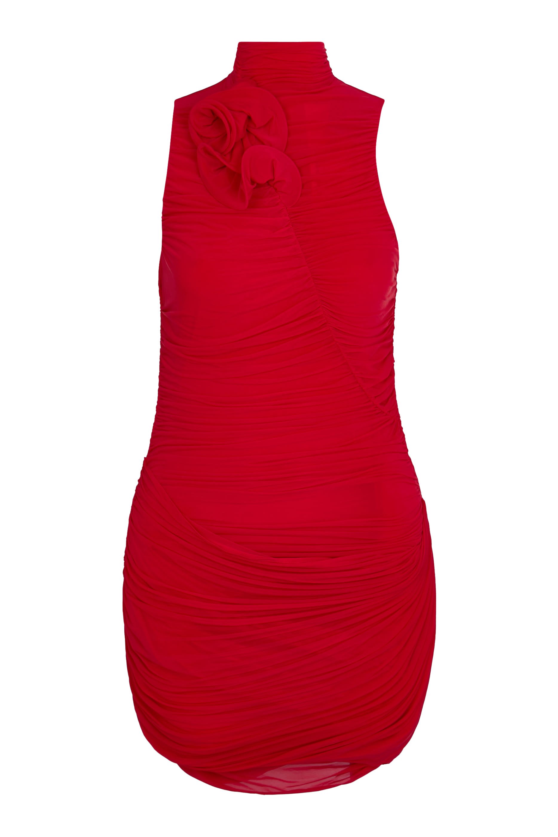 High-Neck Draped Mini Dress