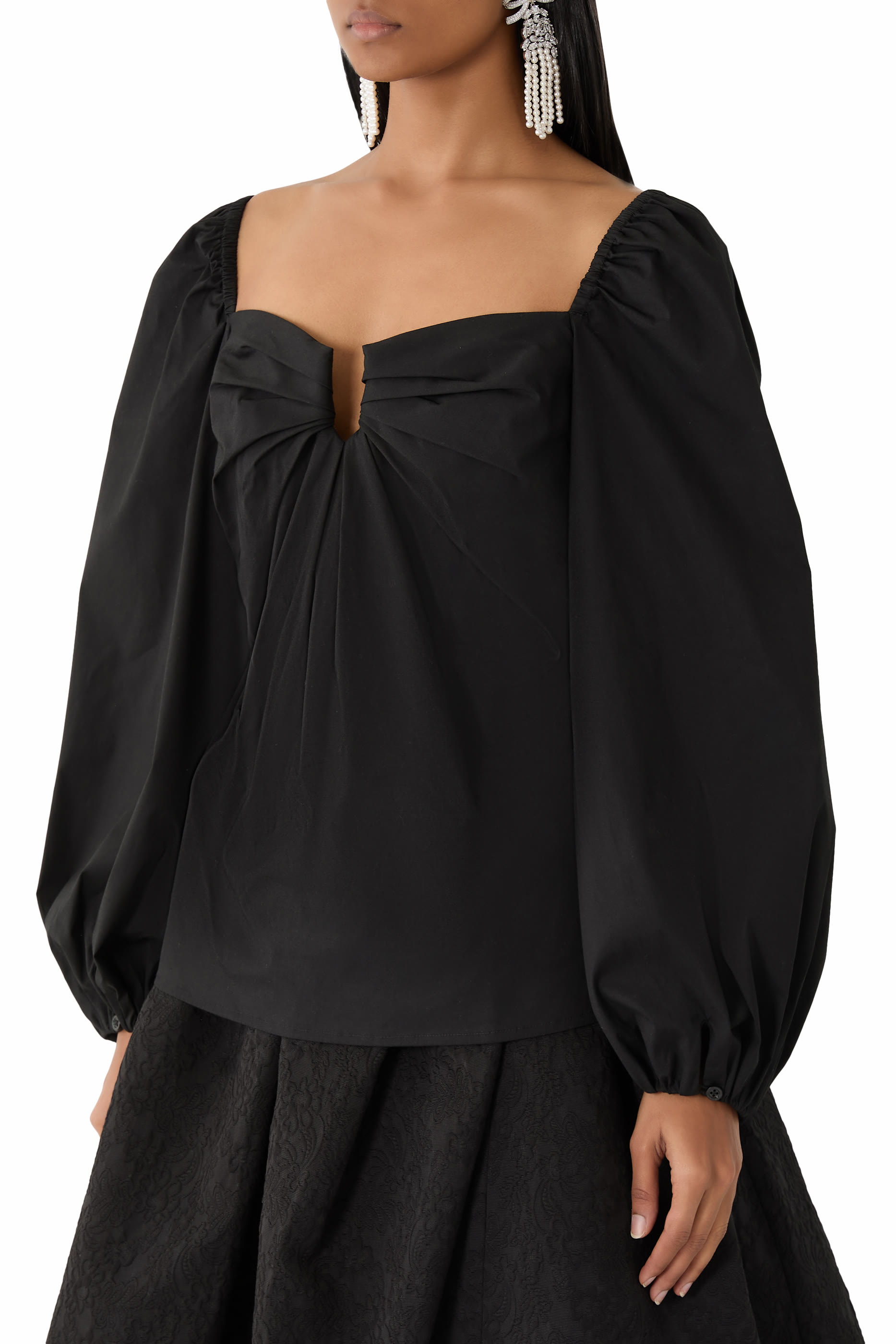  Puff Sleeve Sweetheart Top