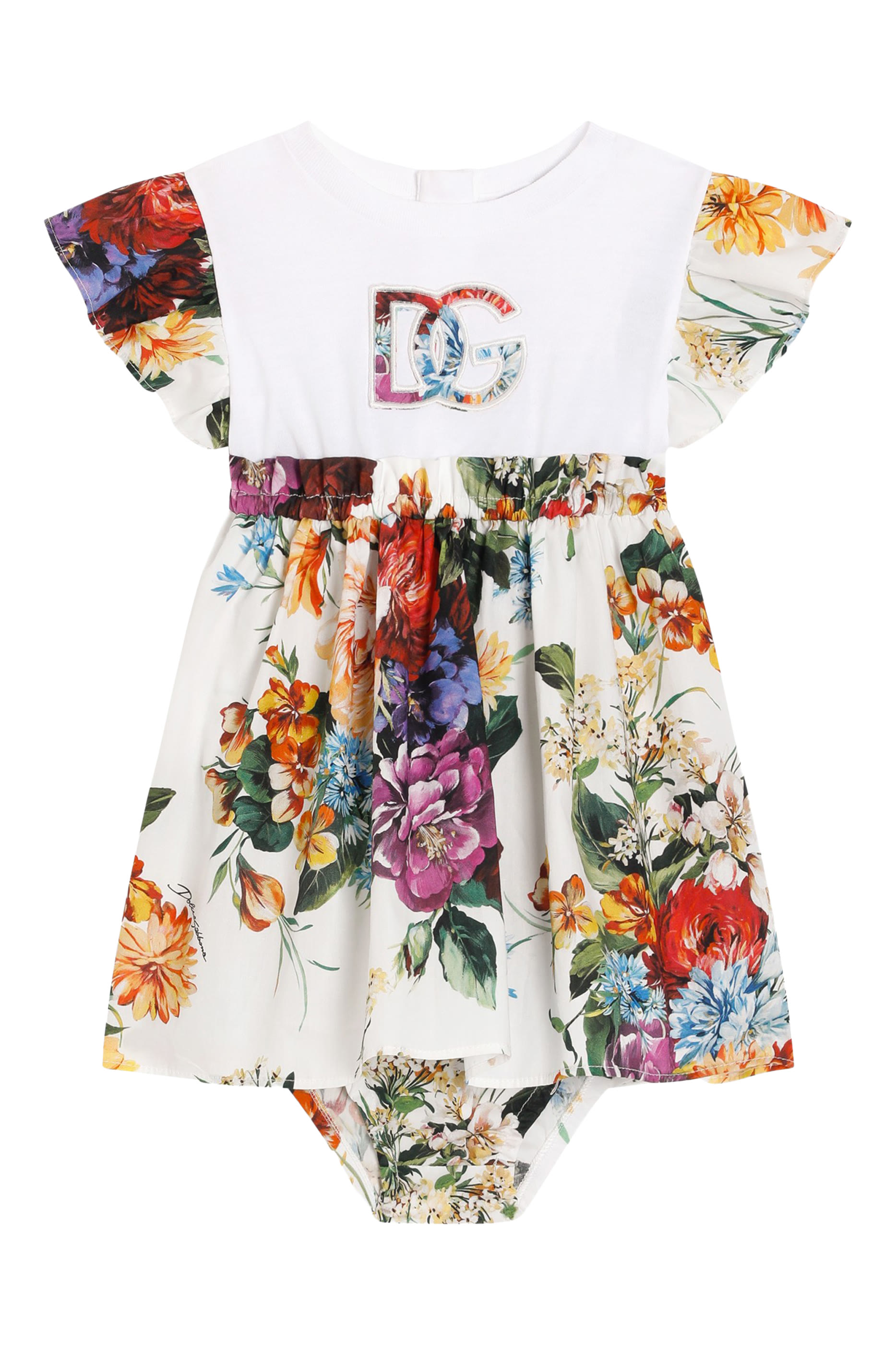 Kids DG Logo Jersey and Poplin Dress