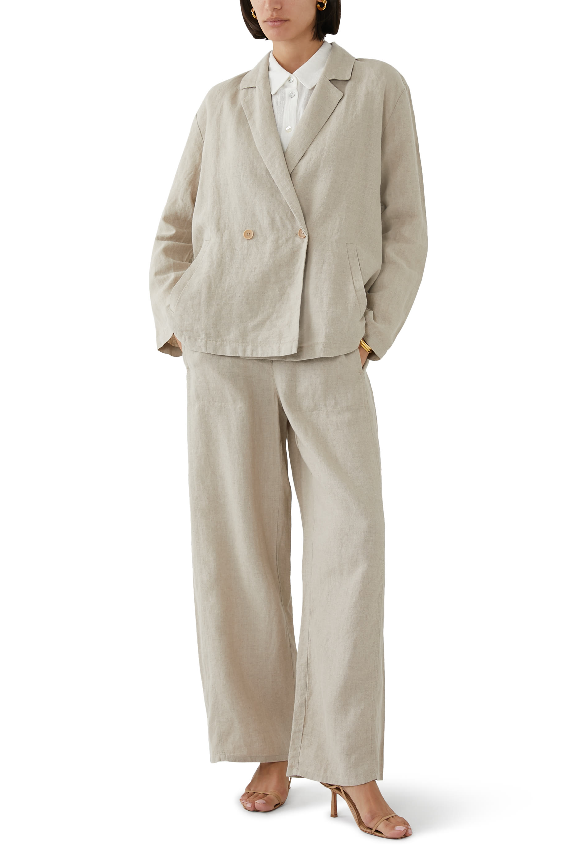 Organic Linen Double-Breasted Blazer
