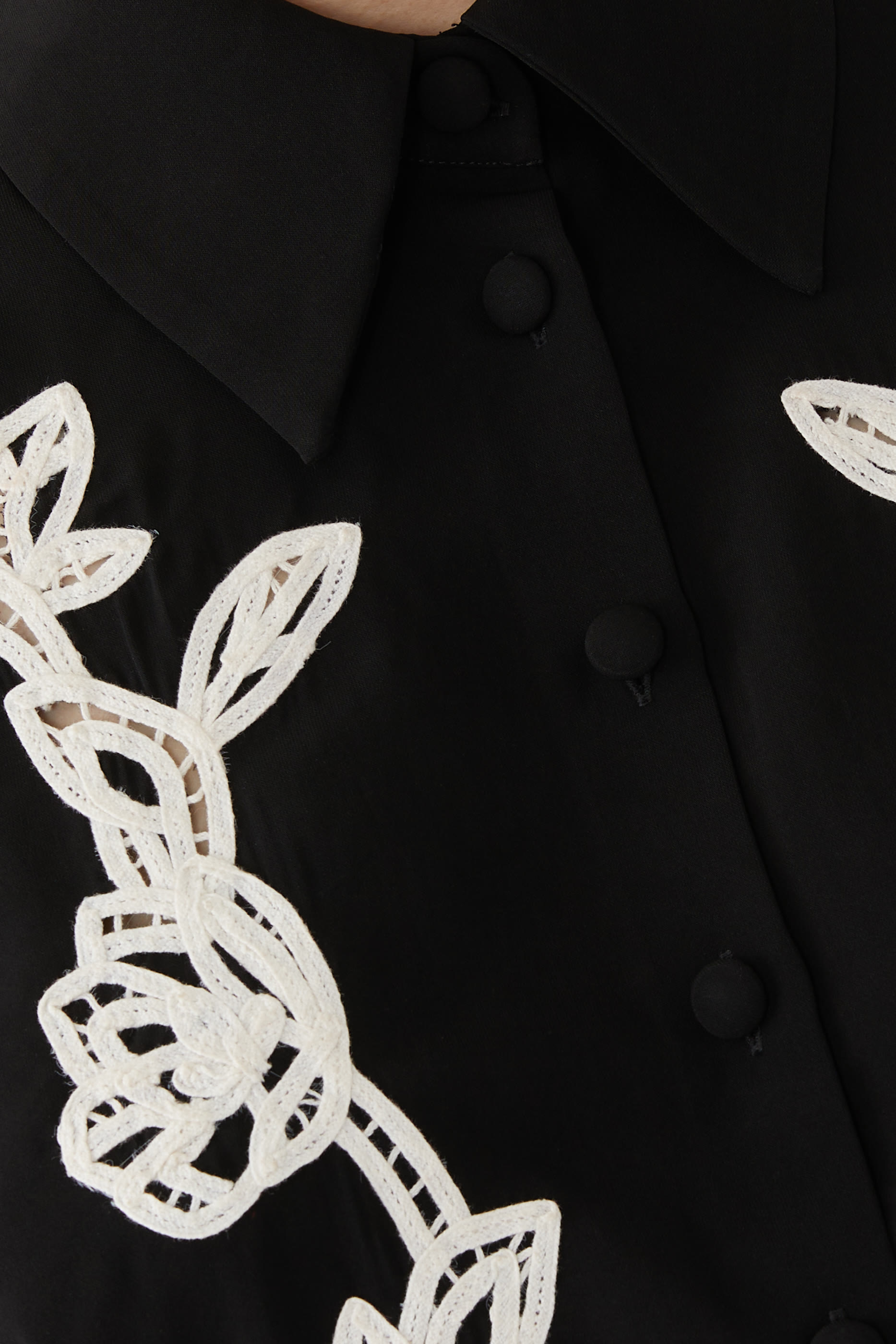 Floral-Embroidered Oversized Shirt