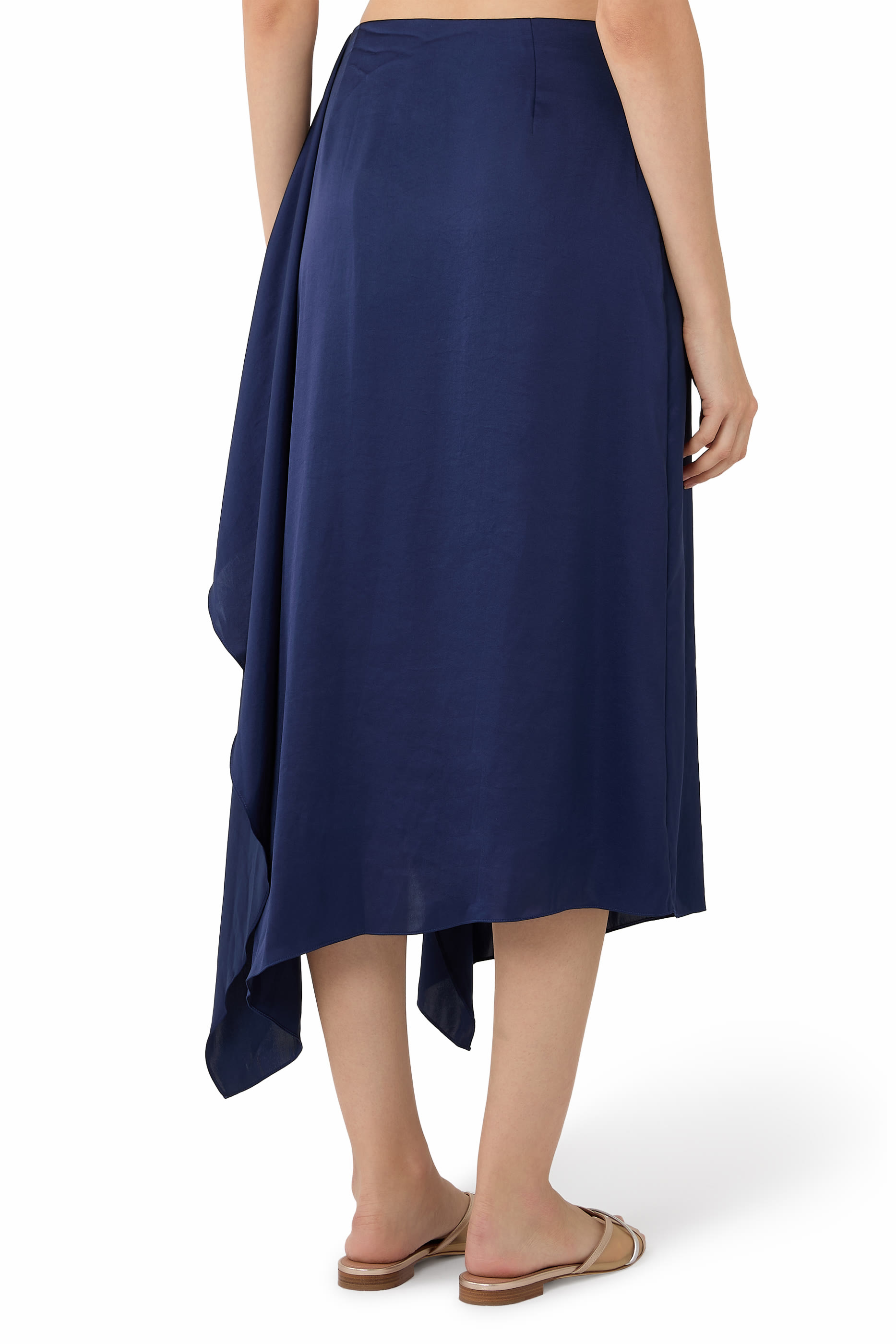  Draped Sarong Skirt in Crushed Satin