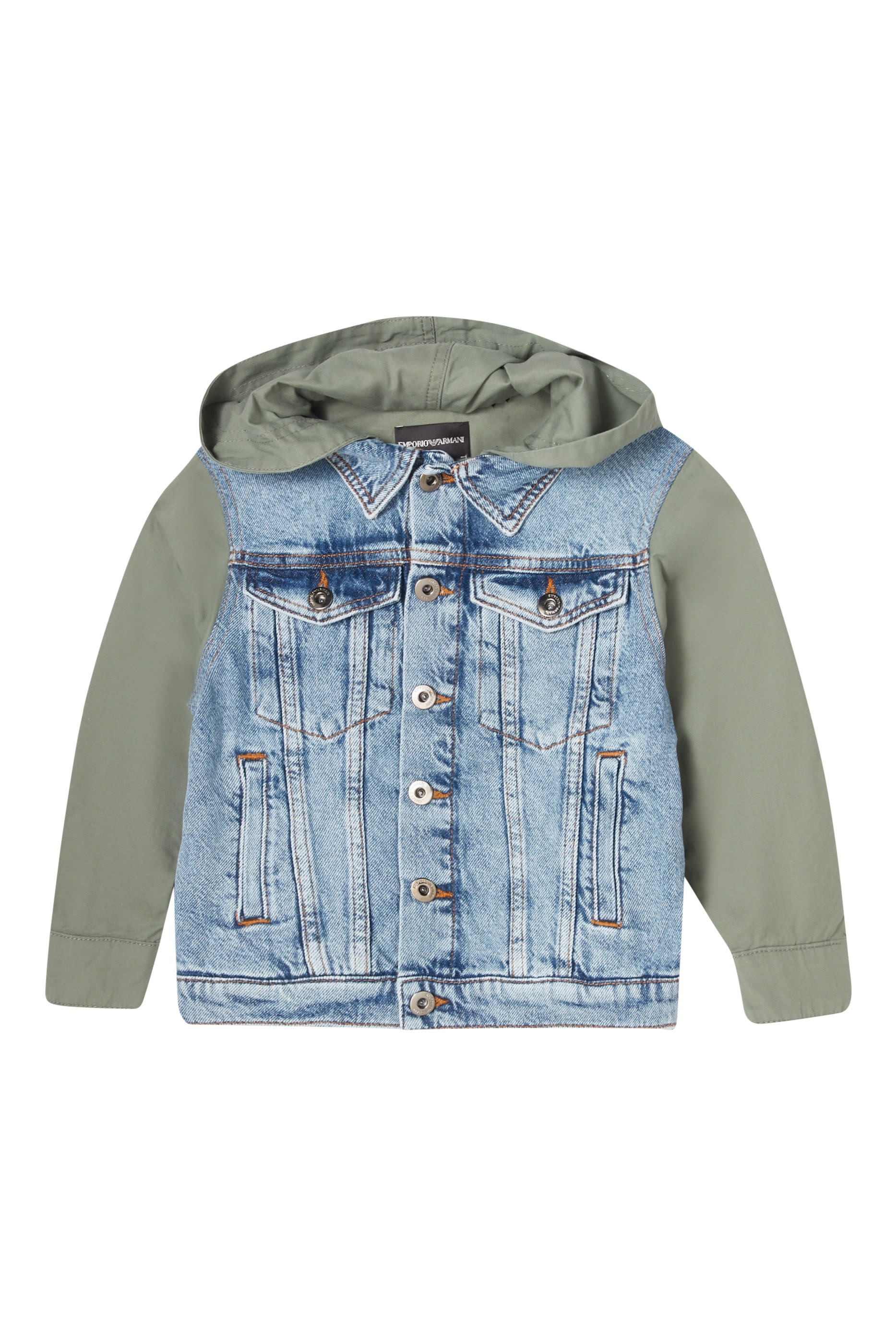 Kids Contrast Sleeves Denim Jacket