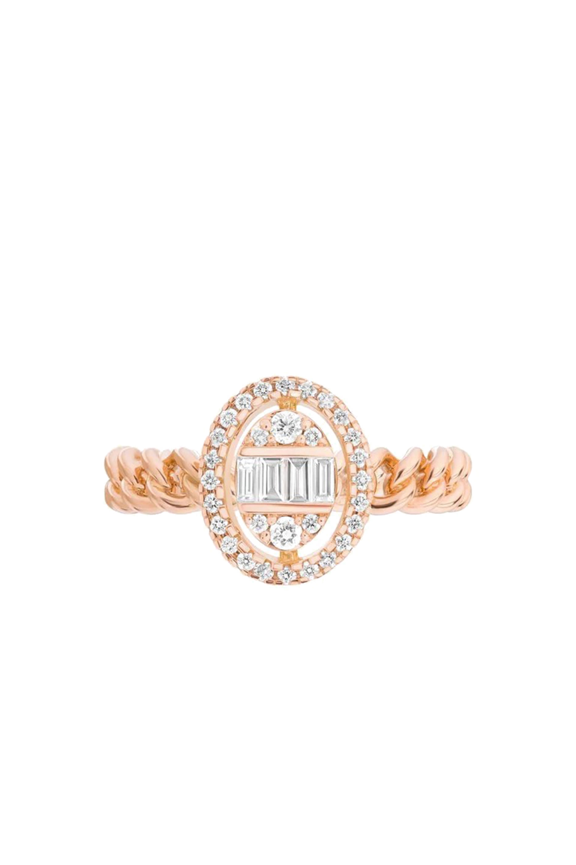 Quwa Oval Single Ring, 18k Rose Gold & Diamonds
