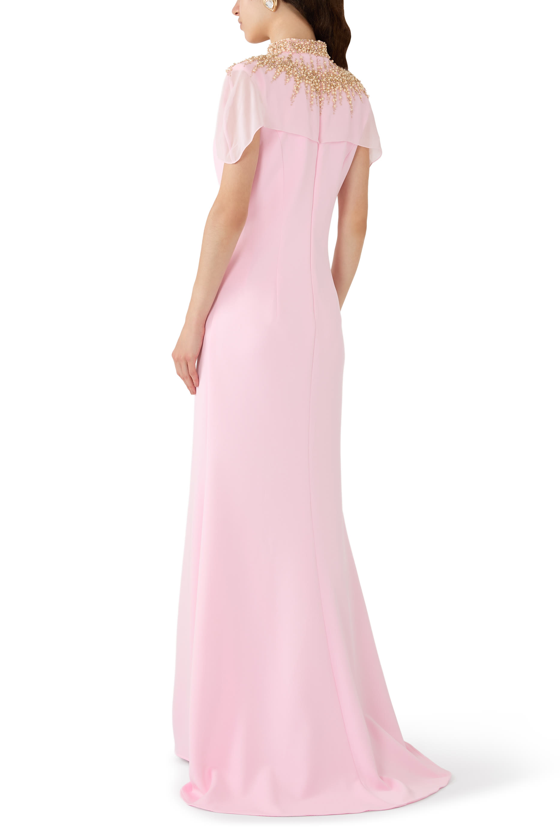 Crystal Collar Crepe Gown