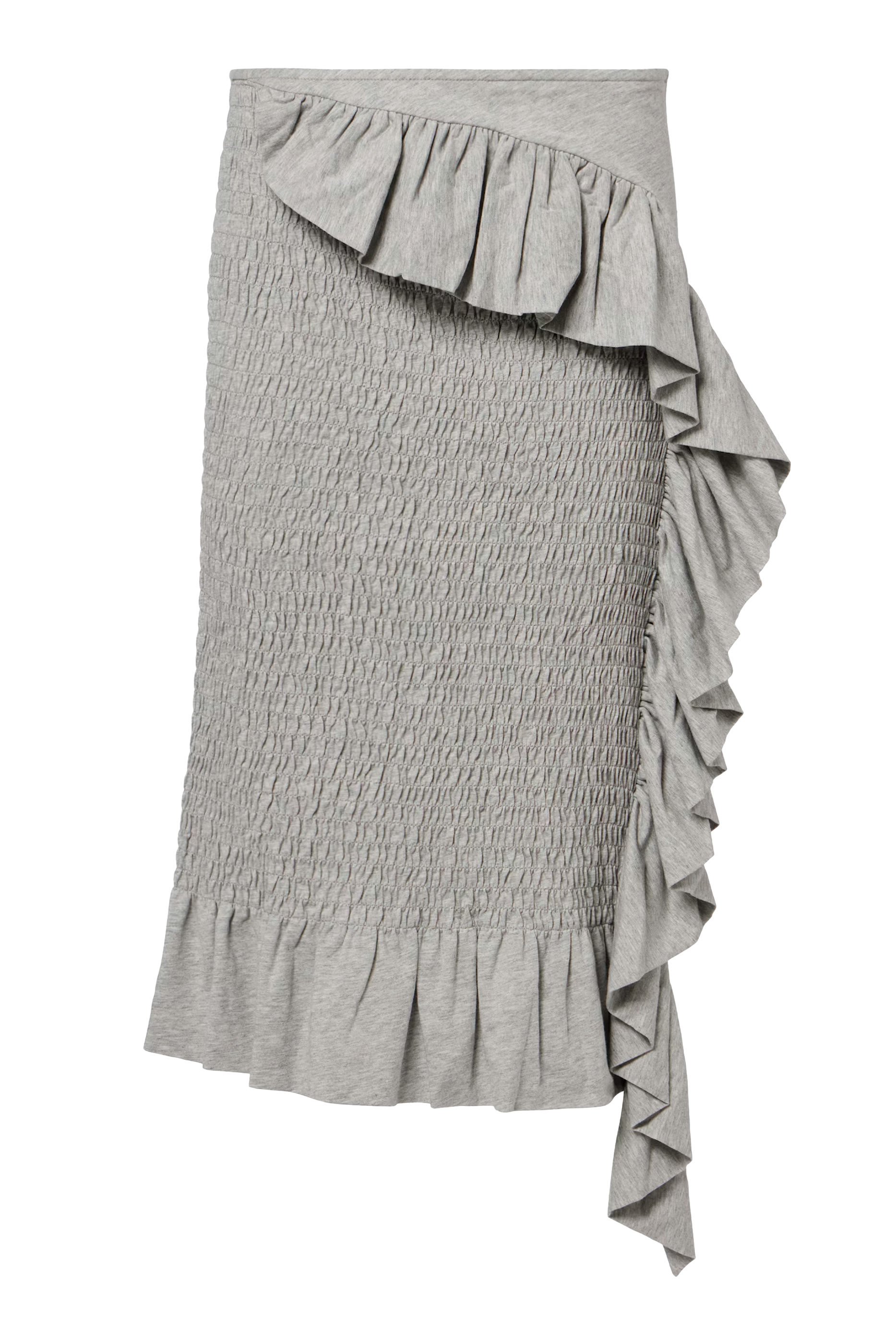 Ruffled Smocked Midi Skirt