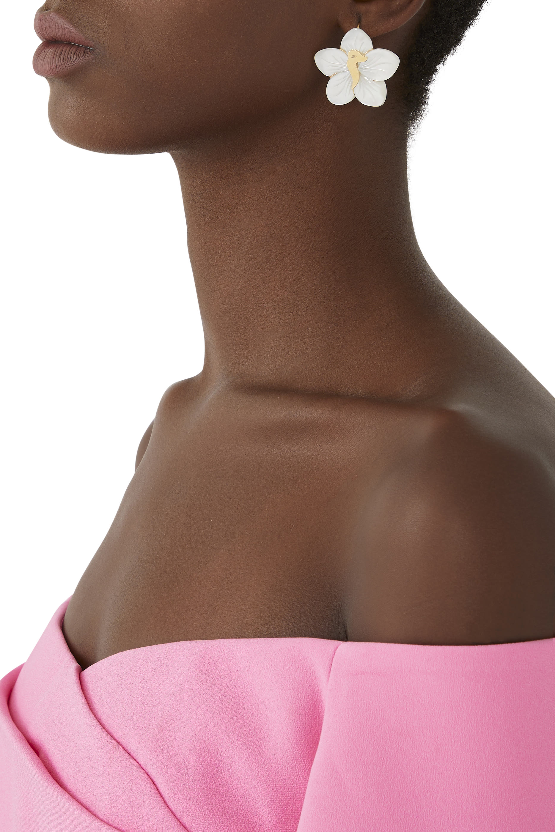 Oula Letter M Earrings, 18k Yellow Gold & Mother Of Pearl