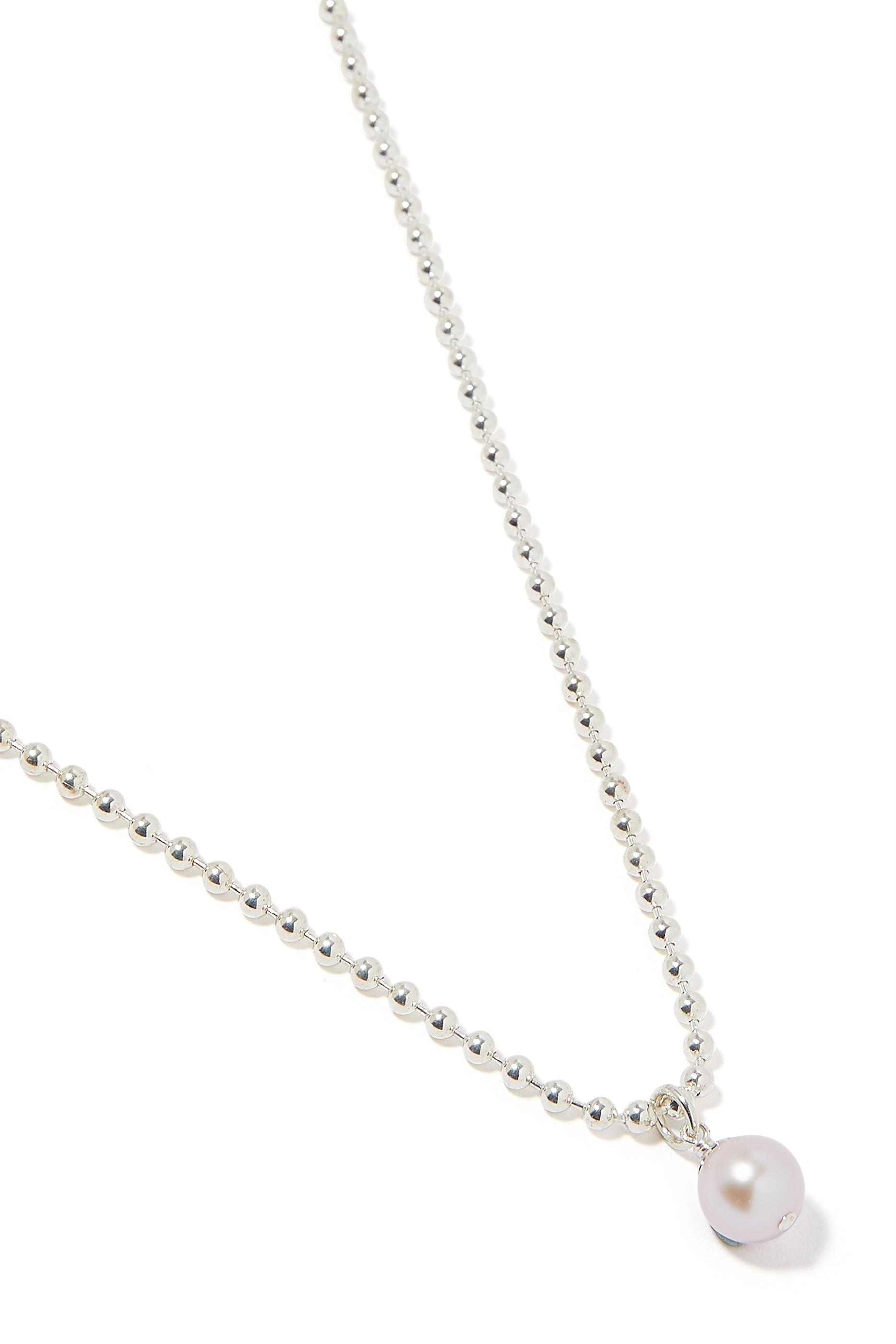 Ball Chain Necklace, Sterling Silver & Diamond