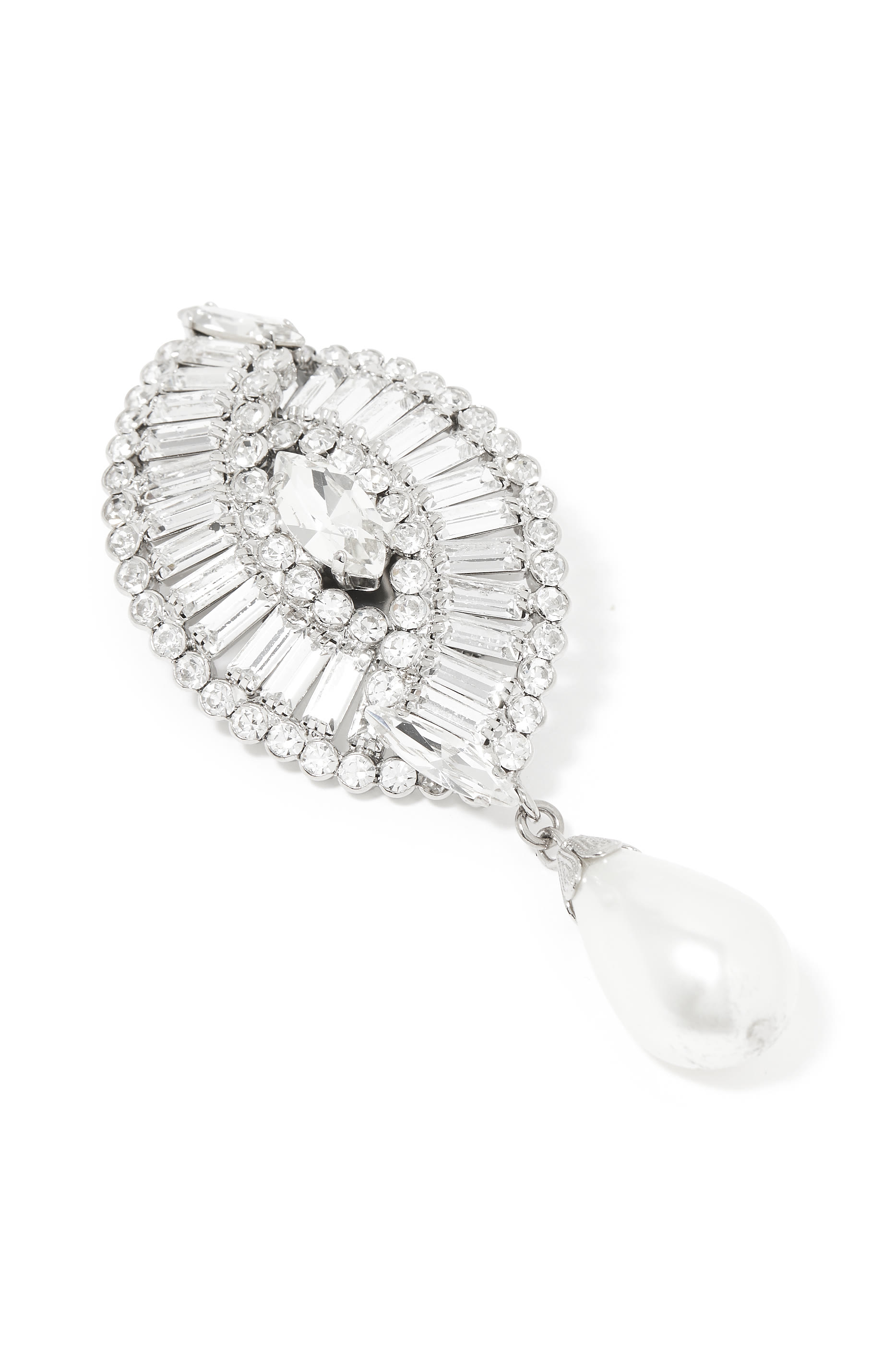 Crystal Shell Earrings with Pendant Pearl