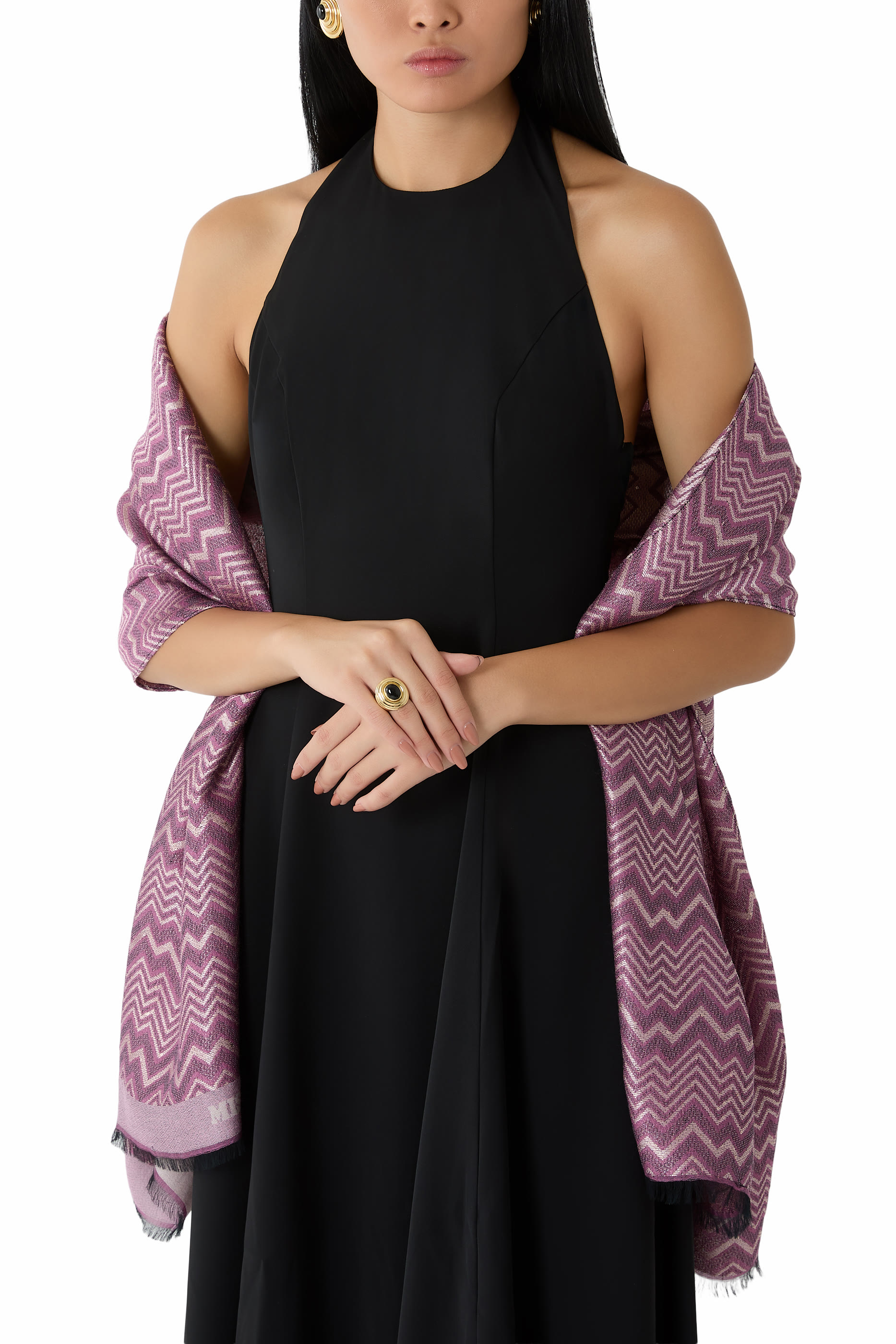 Zig Zag Sequinned Scarf 