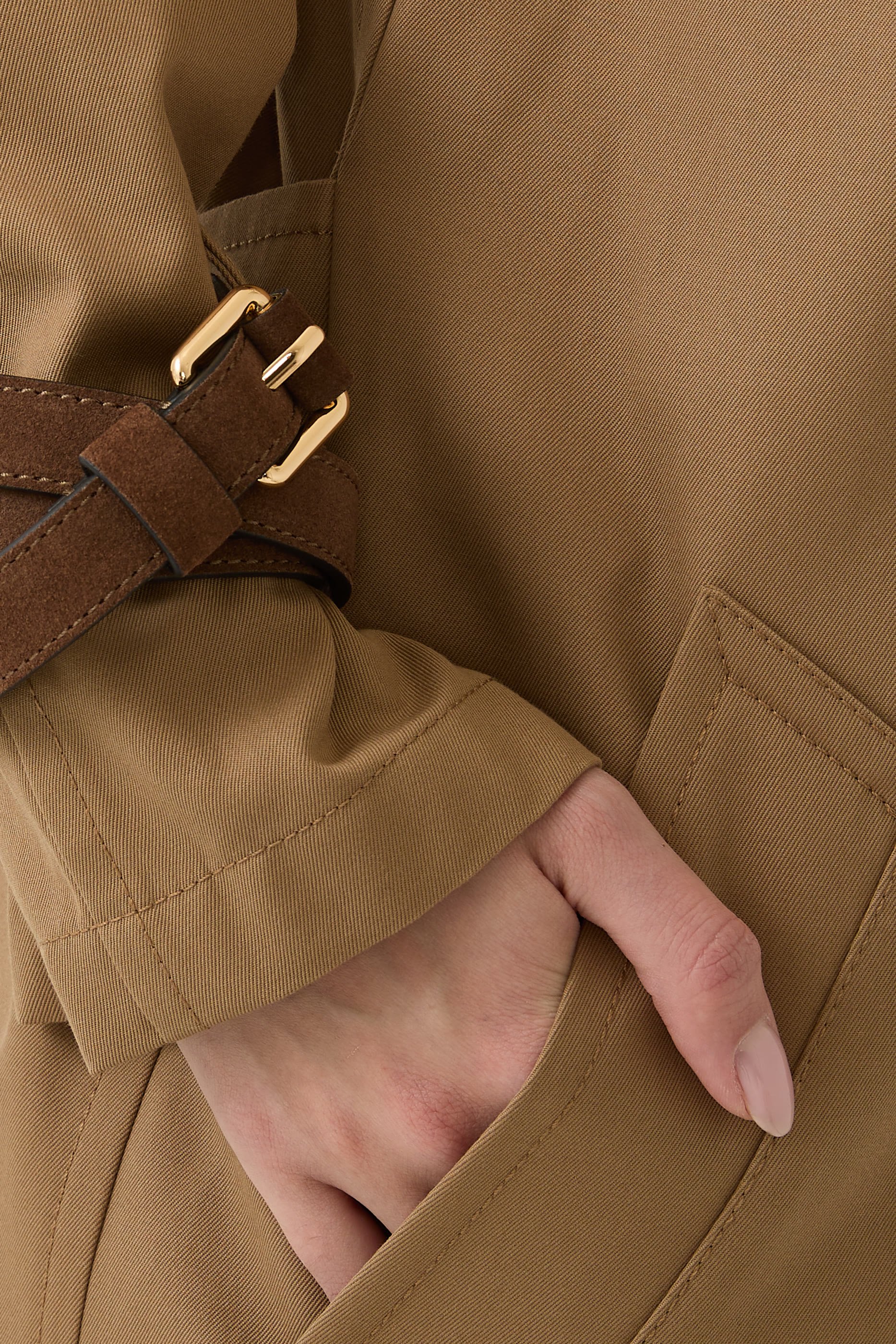 Cotton Blend Gabardine Trench Coat