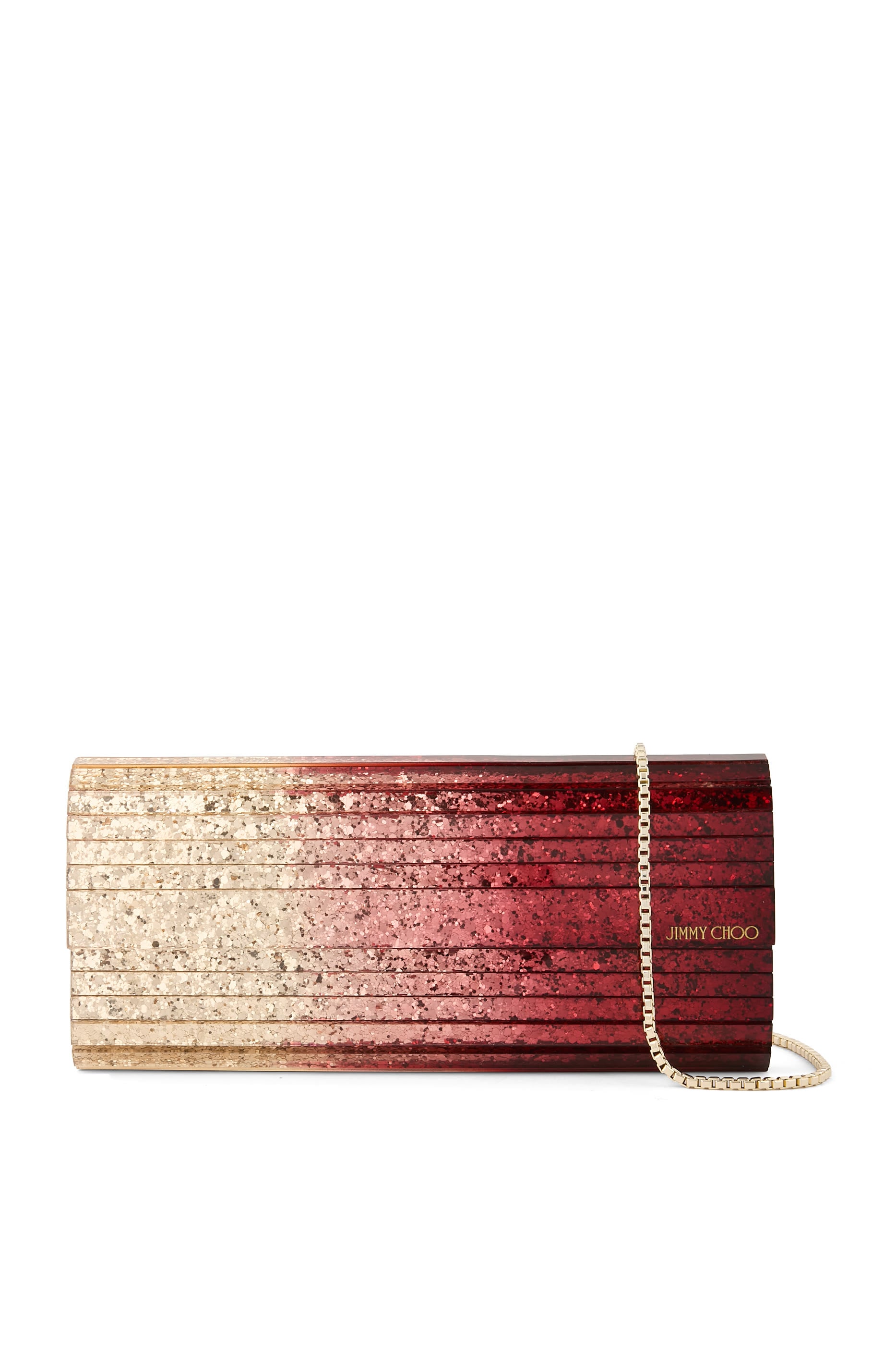 Sweetie Metallic D&eacute;grad&eacute; Glitter Plexi Clutch Bag