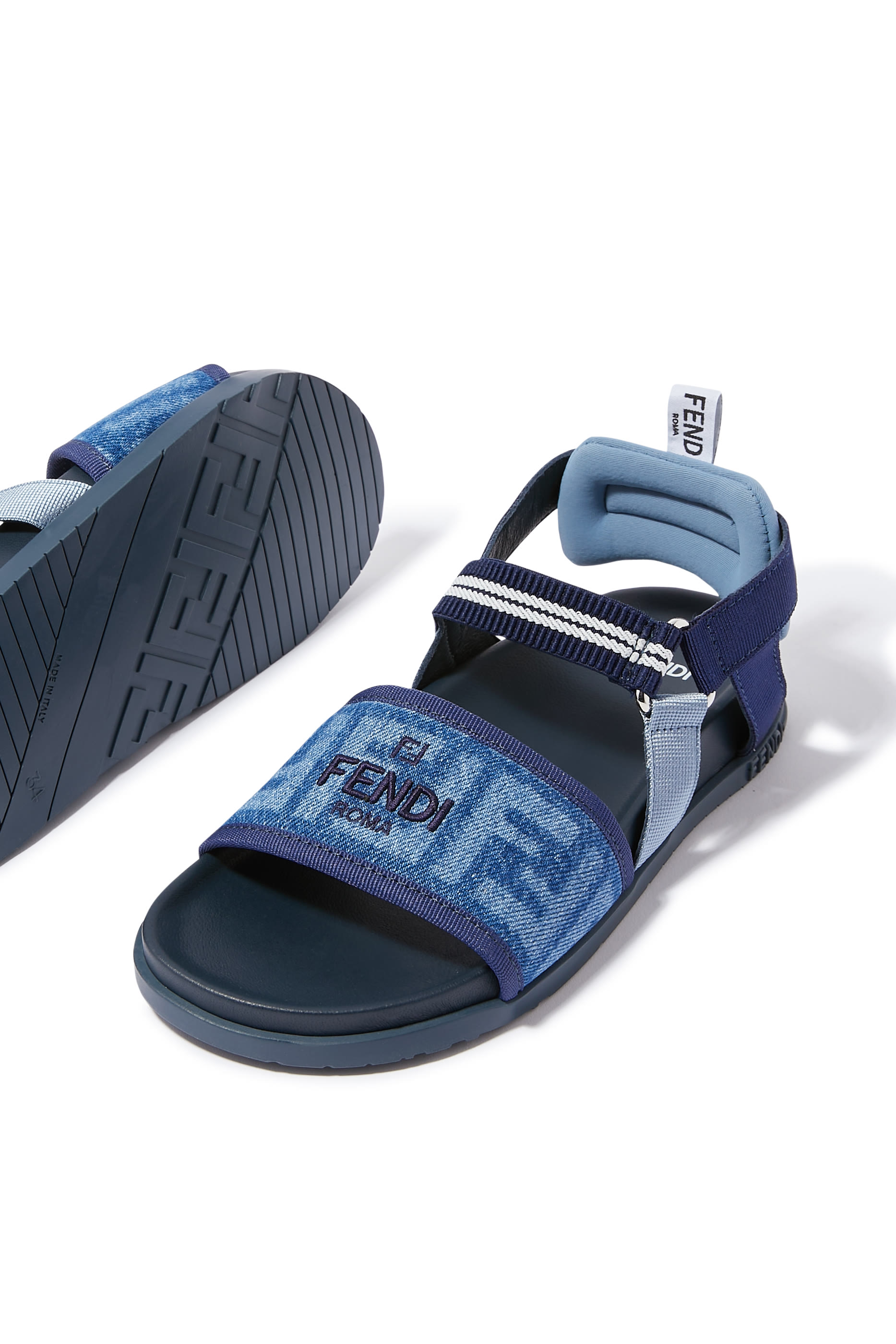 Kids FF Logo Denim Sandals