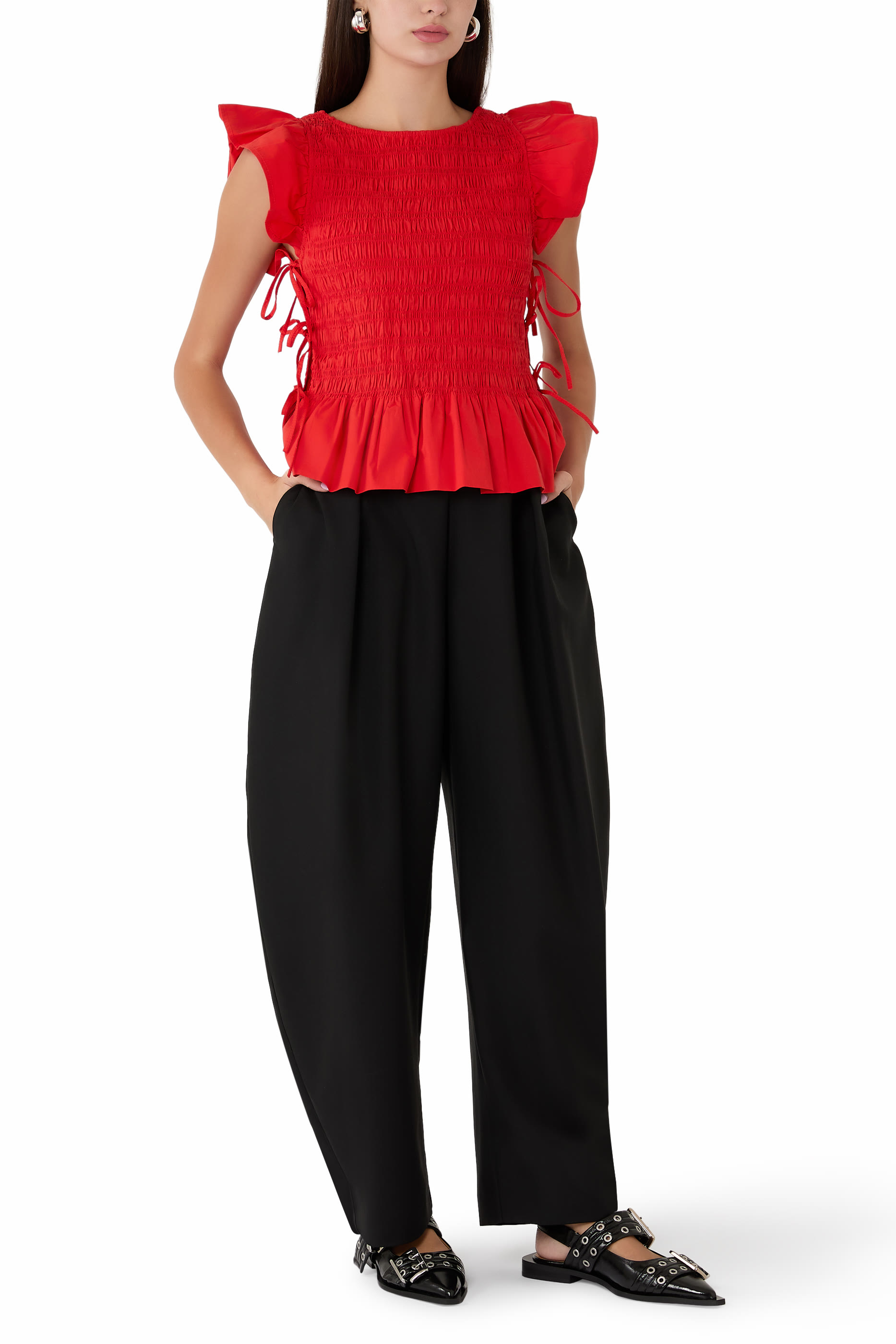 Angel Sleeves Smocked Top