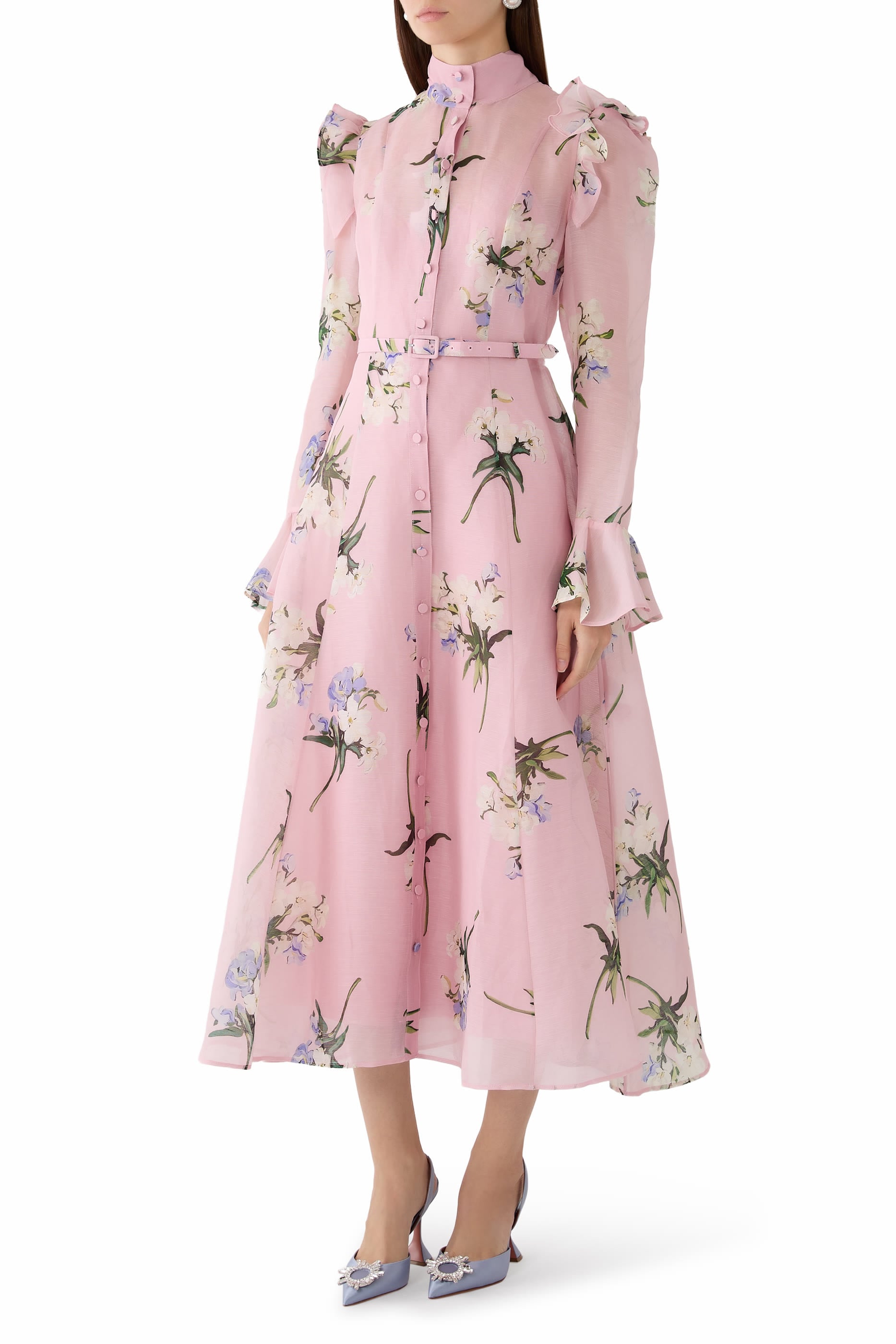 Katrina Butterfly Sleeves Midi Dress