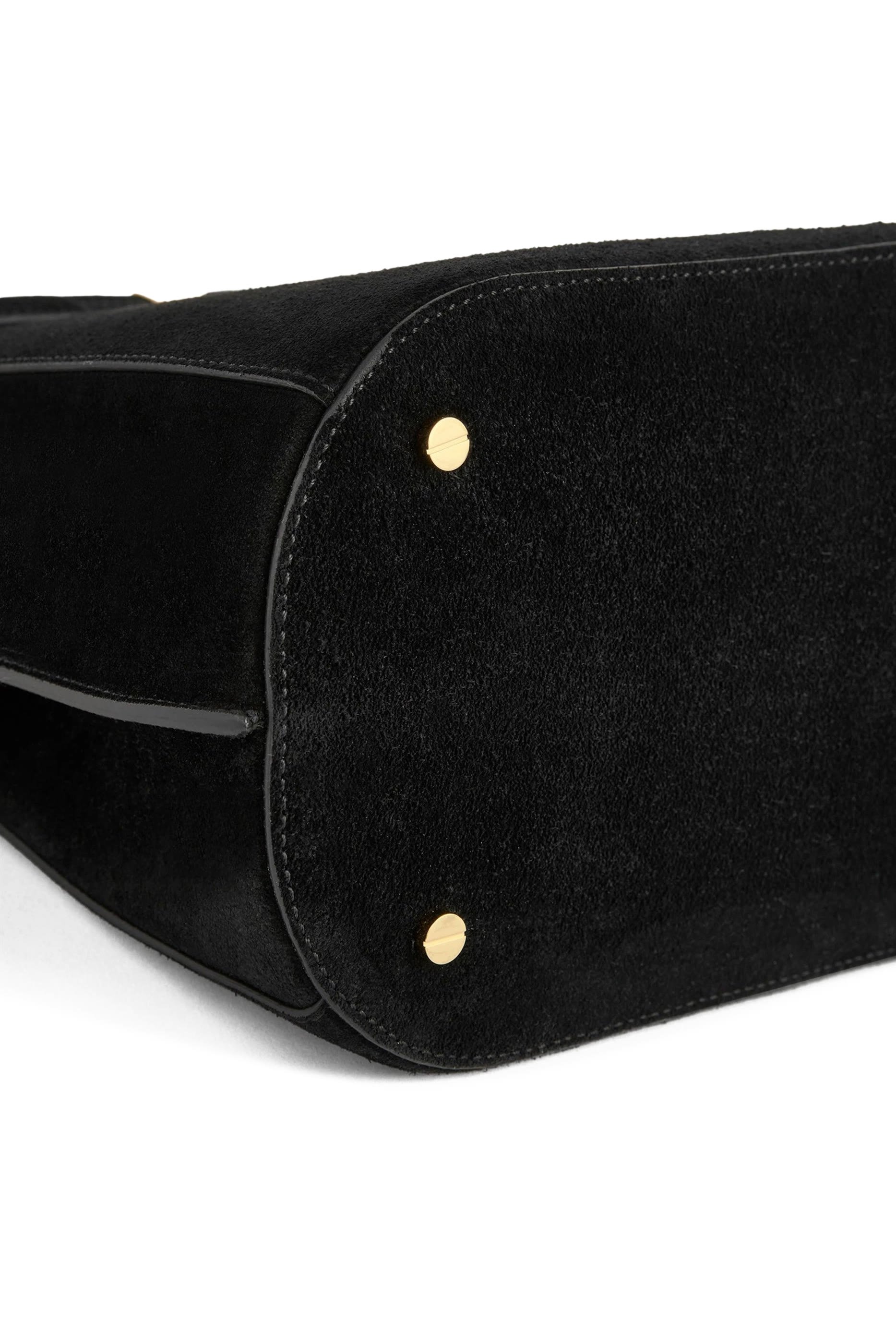 Belted Suede Bucket Bag