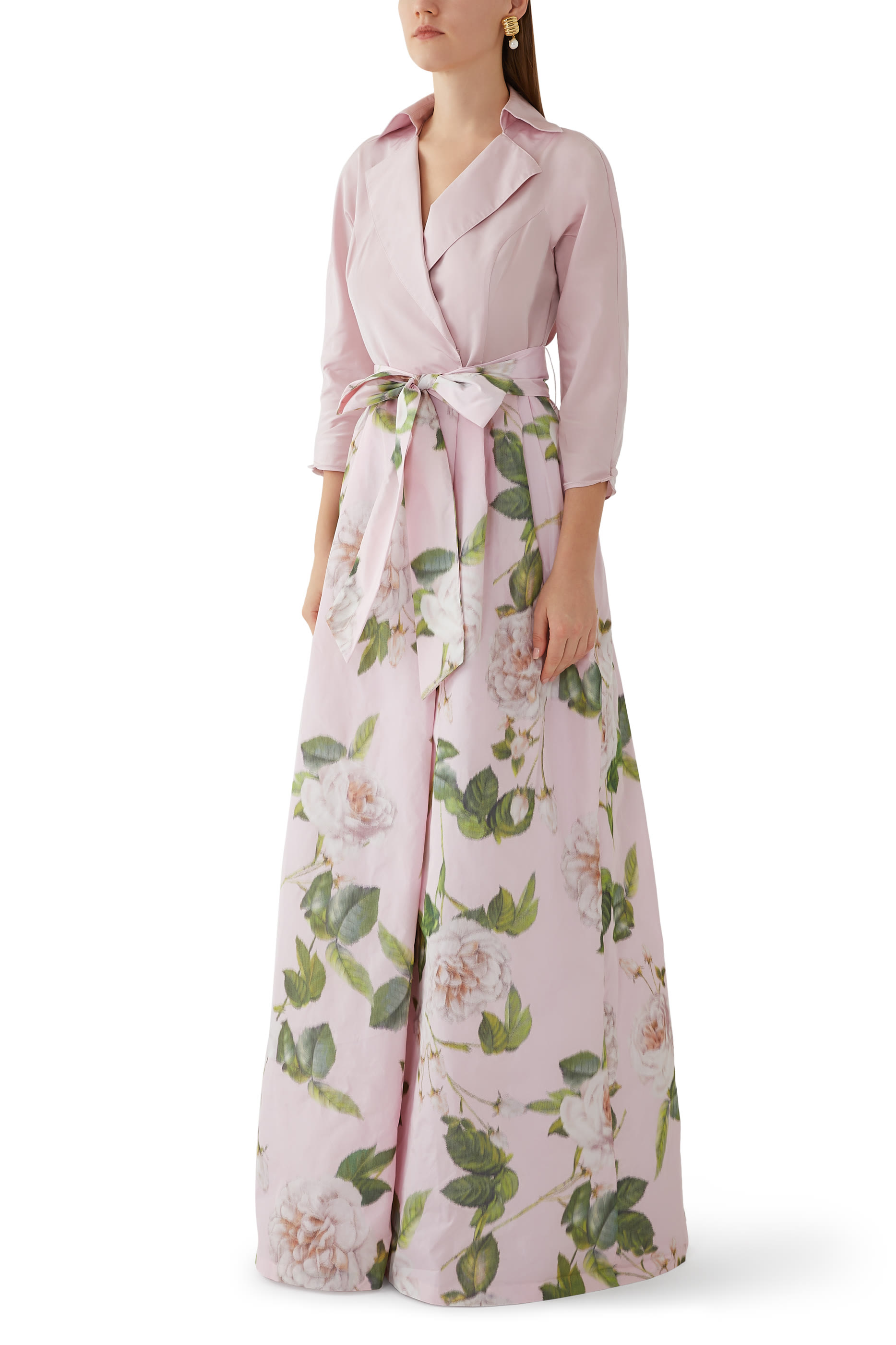 Taffeta Floral Print Shirt Dress