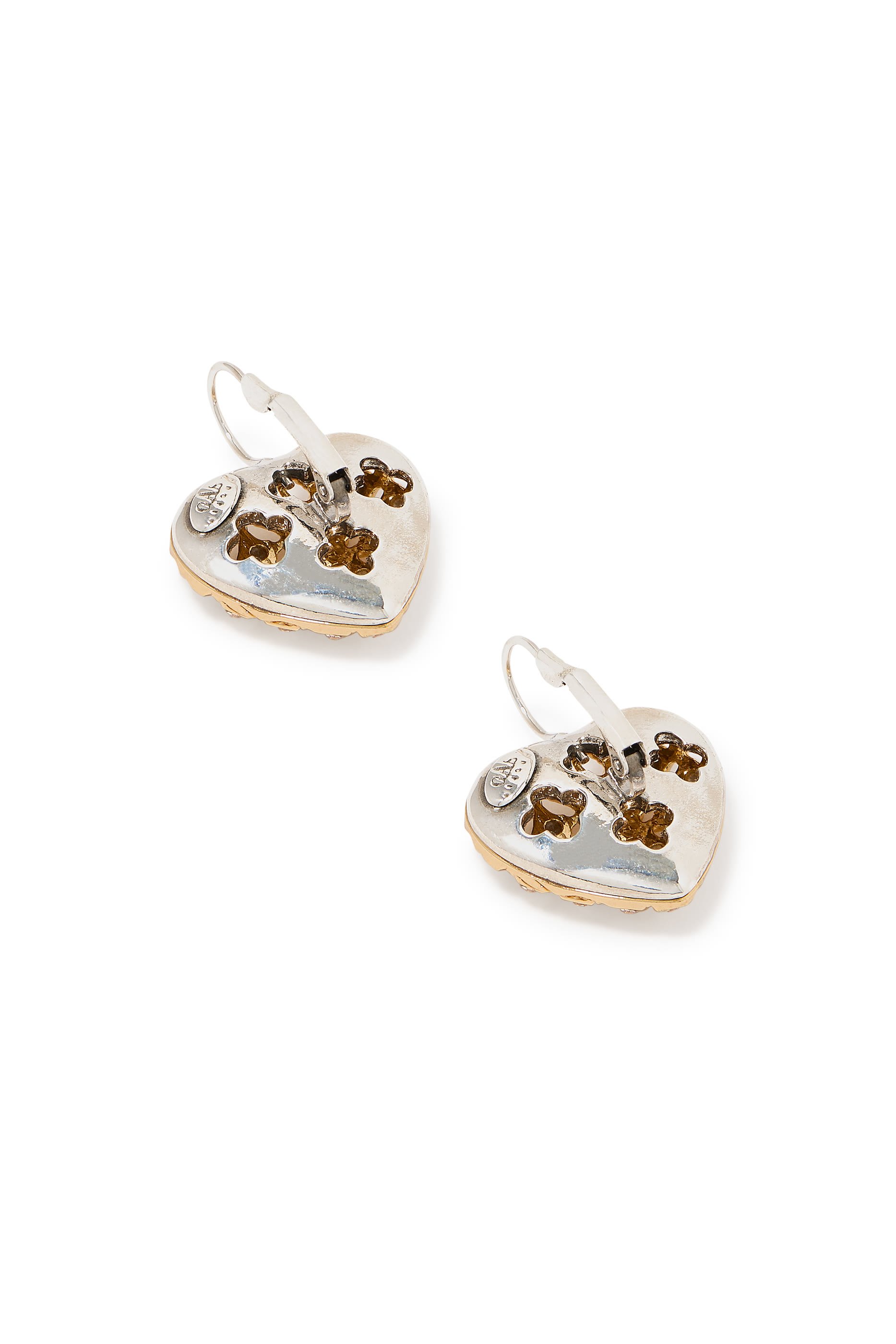 Coracao Bicolor Strass Earrings