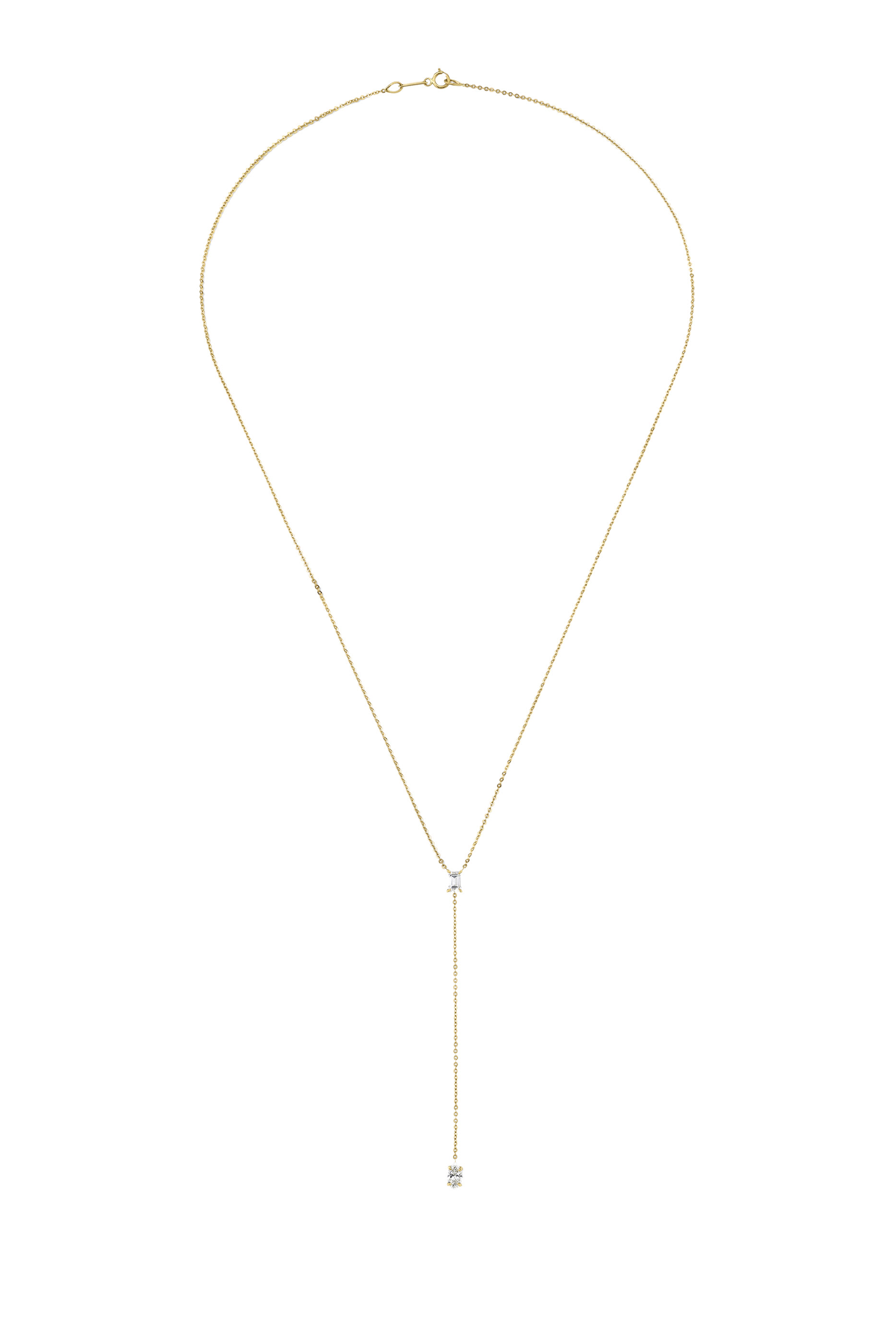Short Lariat with Heart, Oval, and Marquise Diamonds Necklace, 18k Yellow Gold & Diamonds