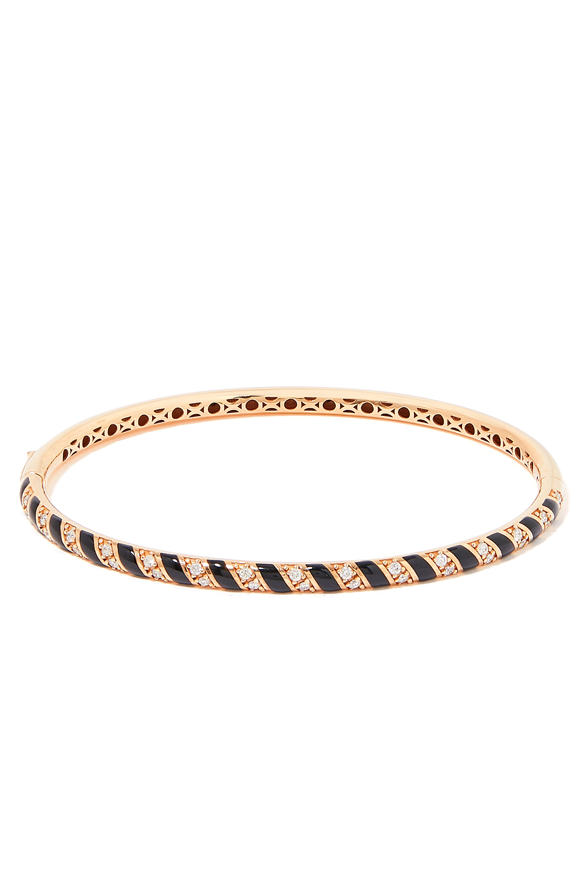 Tornado Bracelet, 18k Rose Gold with Enamel & Diamonds