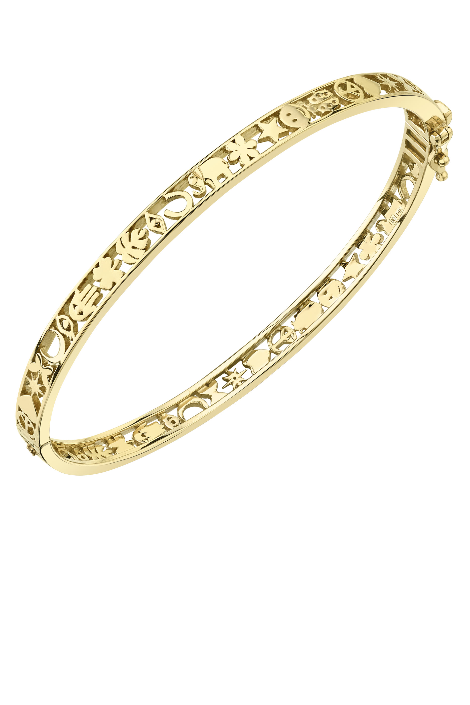 Open Icon Bangle, 14k Yellow Gold & Diamonds