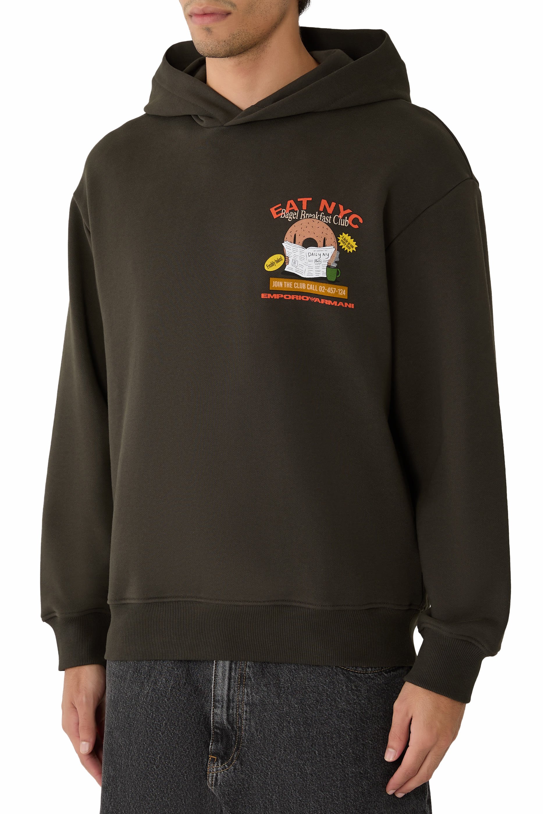 ASV New York Capsule Collection EAT NYC Print Jersey Hooded Sweatshirt