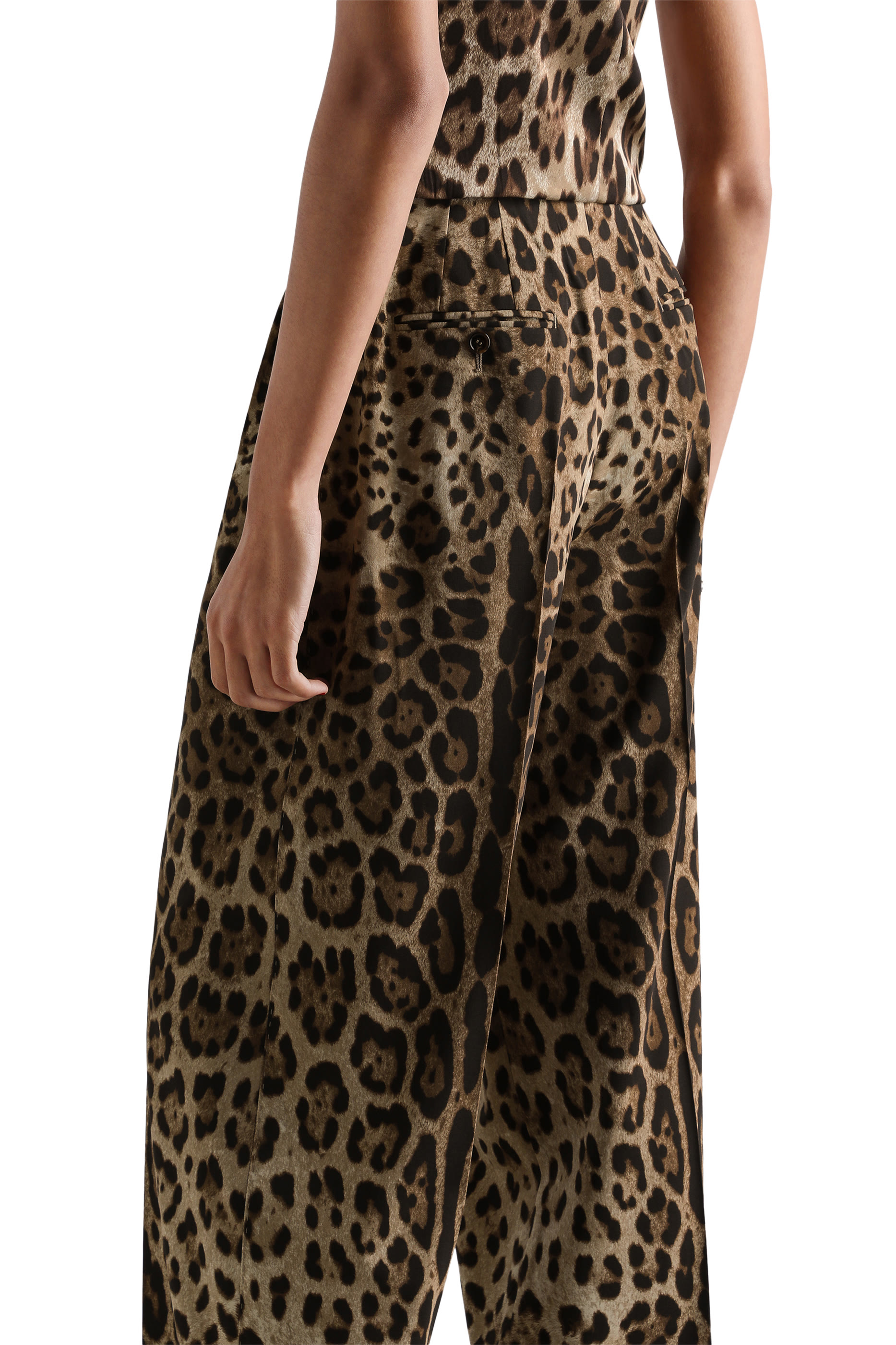 High-Waisted Leopard-Print Wool Pants
