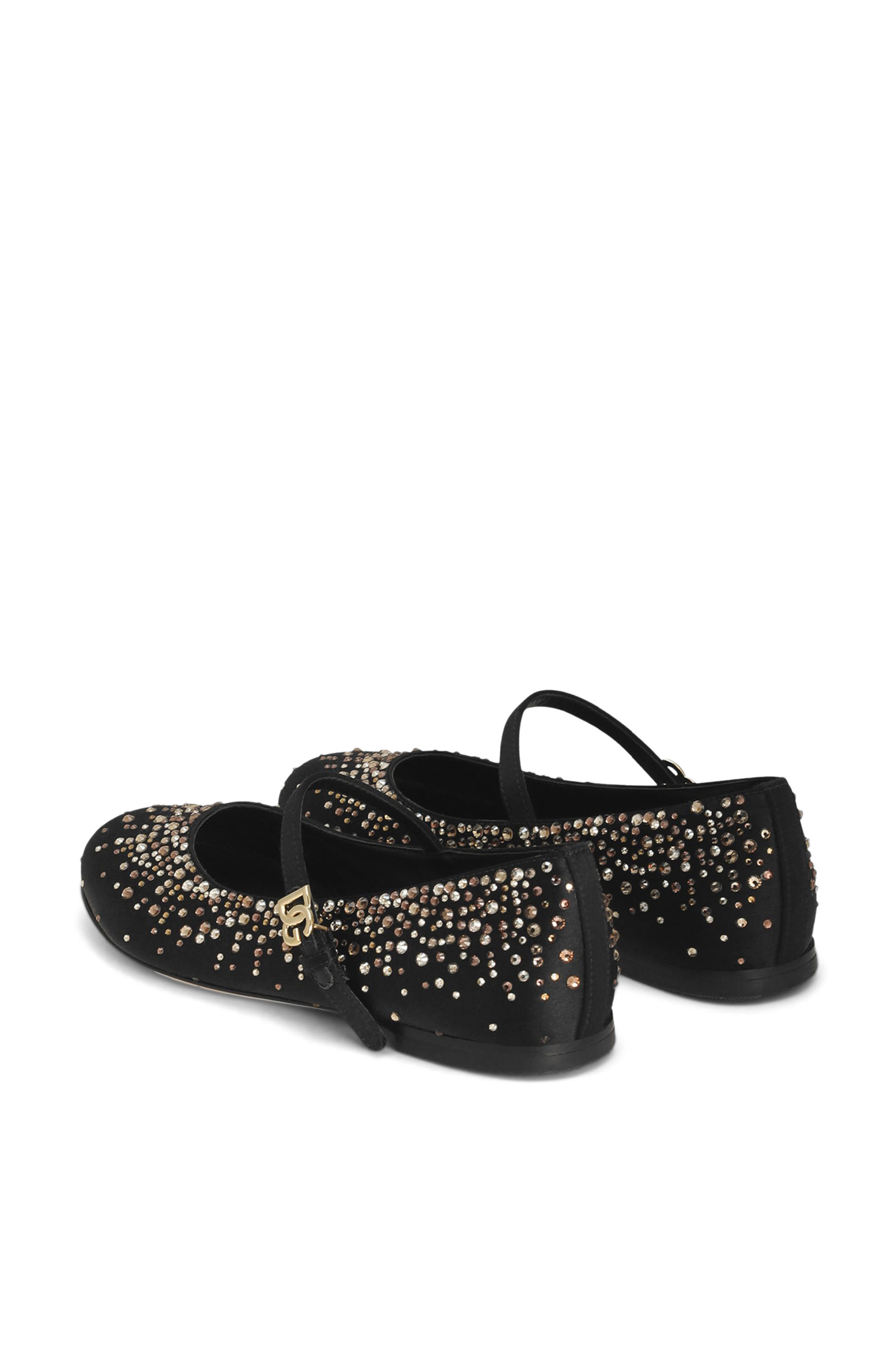 Kids Satin Ballet Flats with Rhinestones