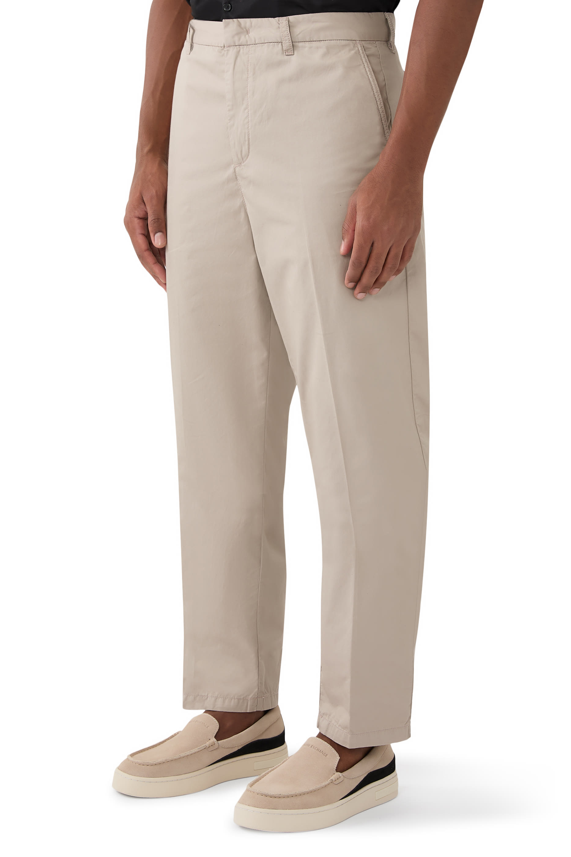 Straight Cotton Twill Trousers