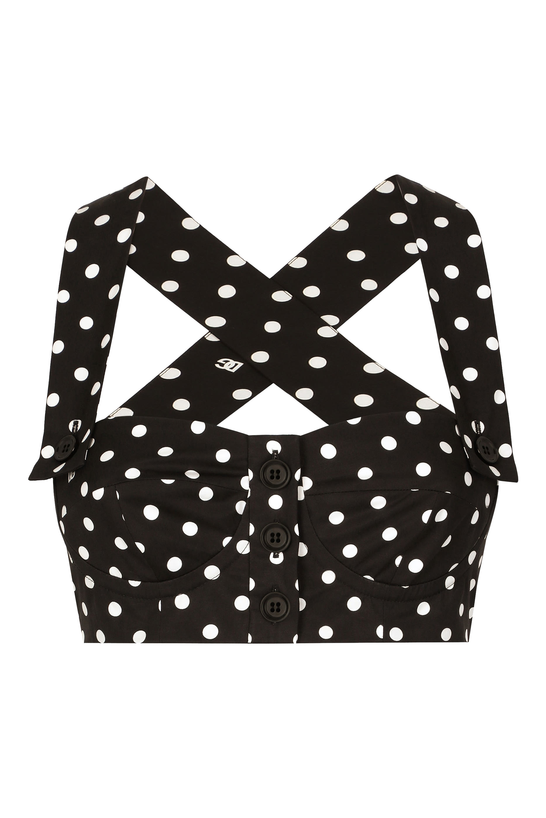 Polka-Dot Print Cotton Corset Top