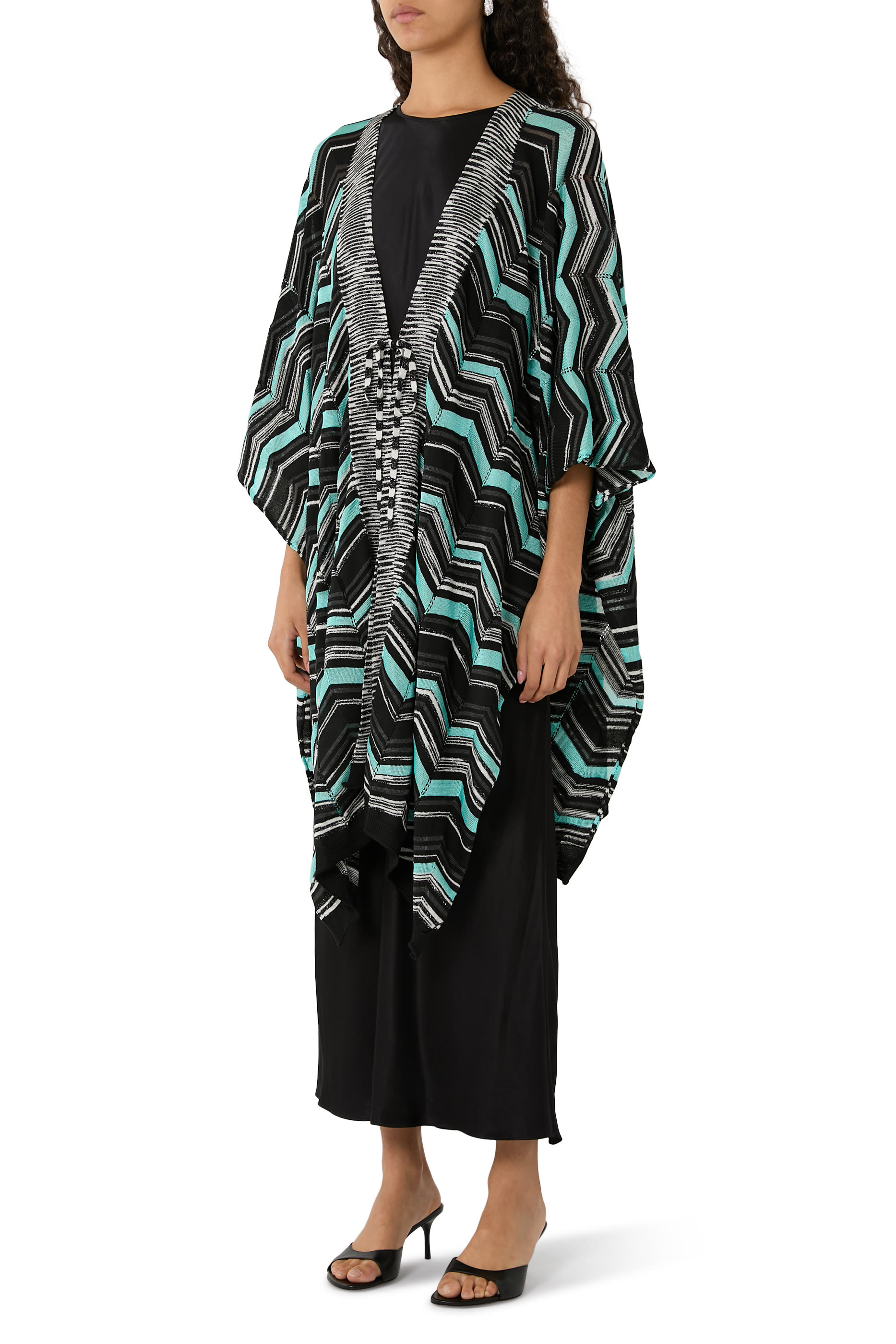 Chevron and Stripes Knit Cape
