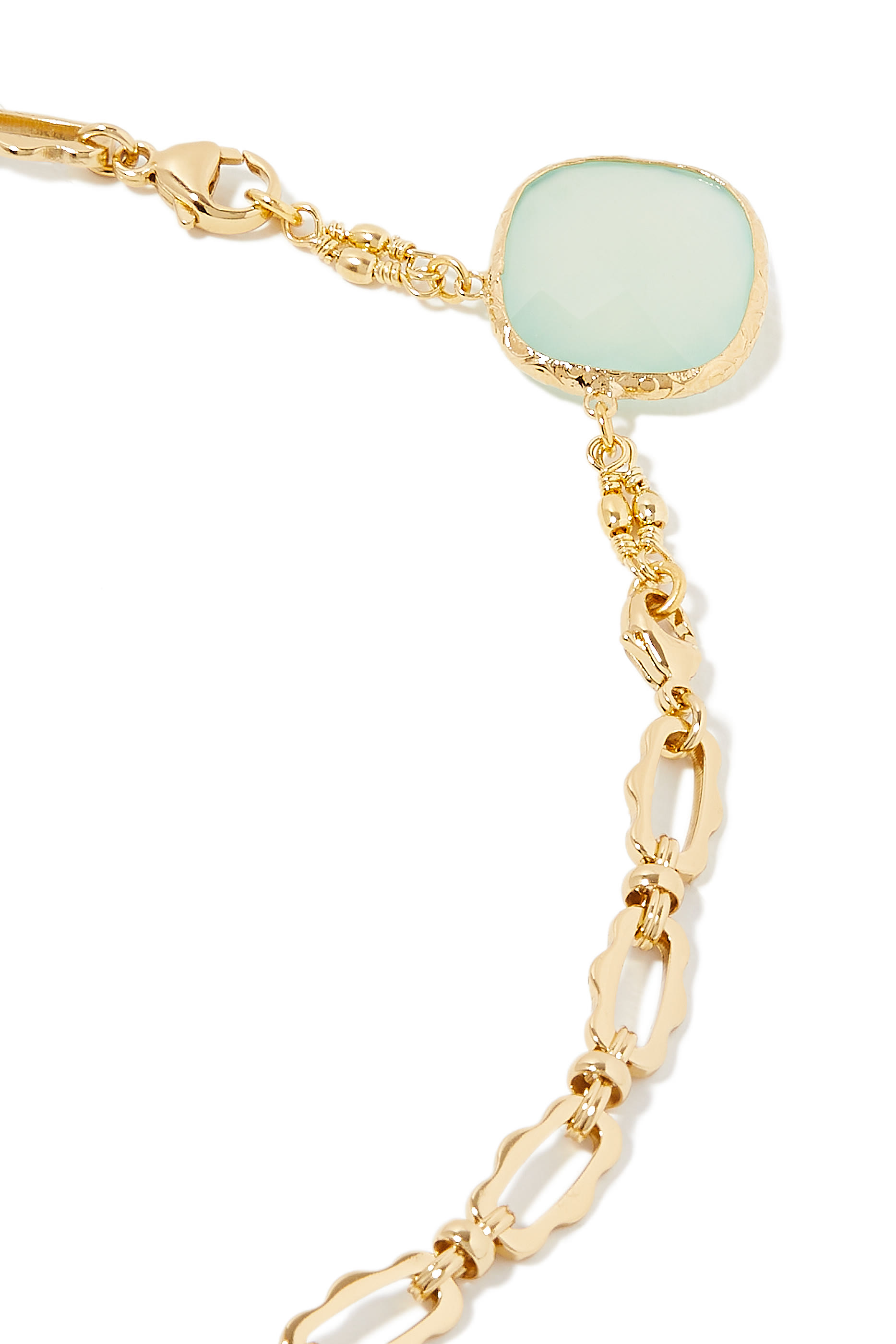 Scapulaire Billy Necklace, Gold-Plated Metal & Green Onyx