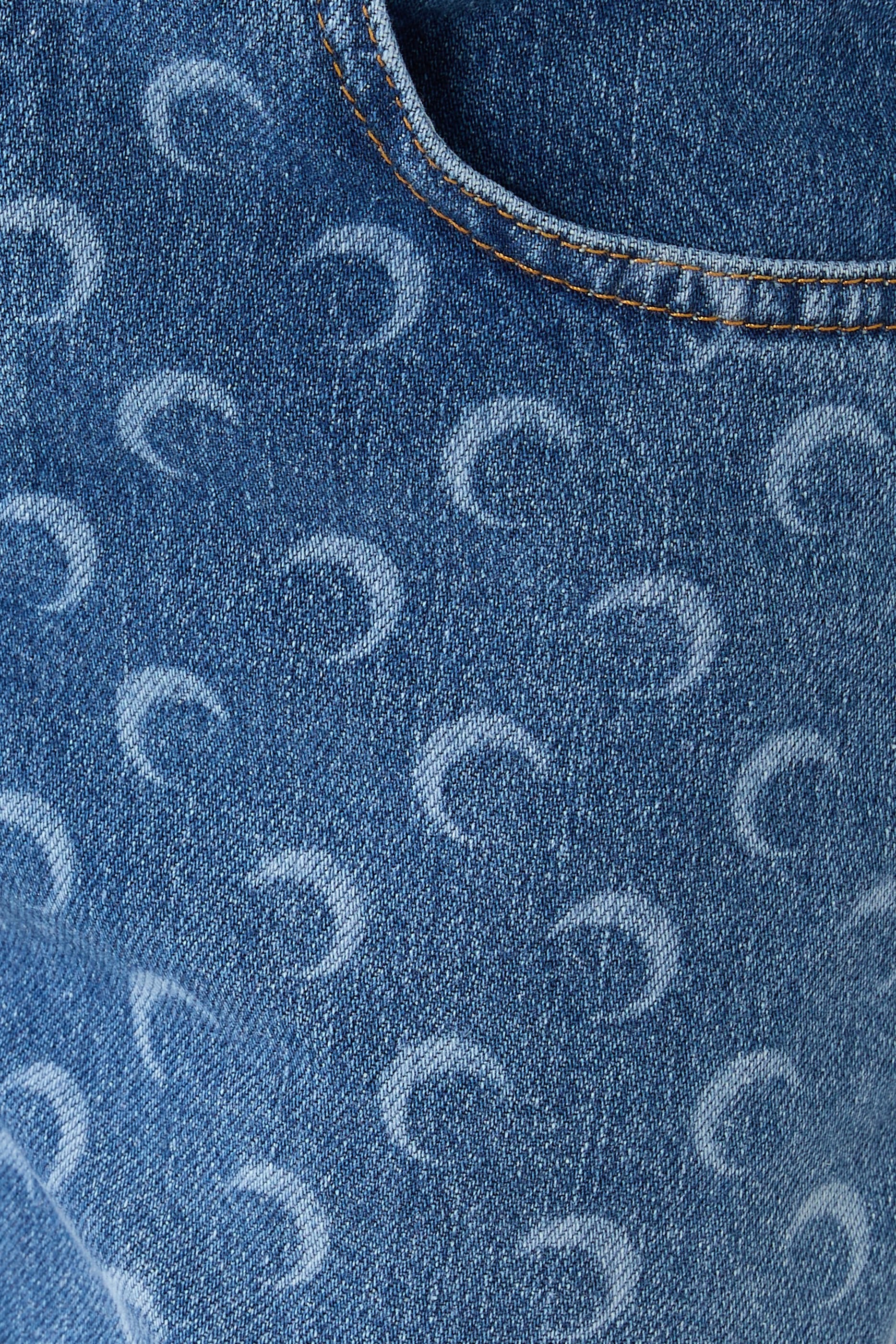 Moon Laser Blue Wash Denim Straight Jeans