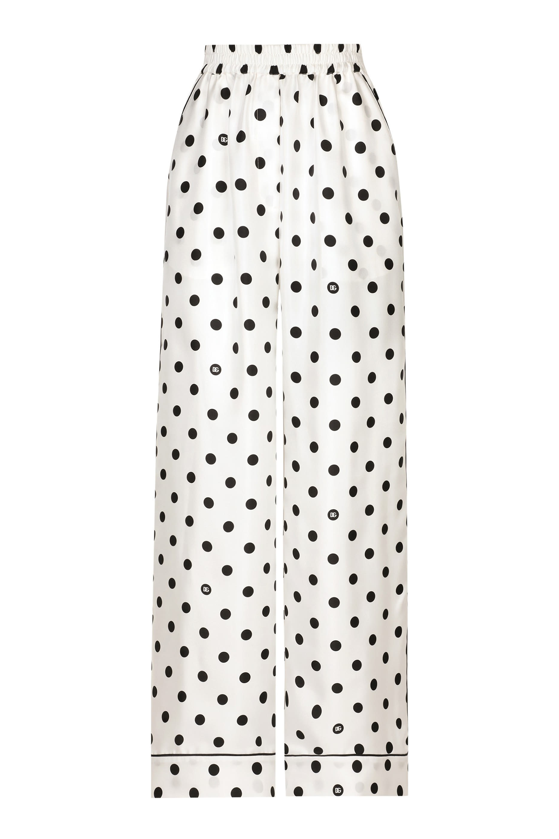 Silk Pajama Pants with Polka-Dot Print